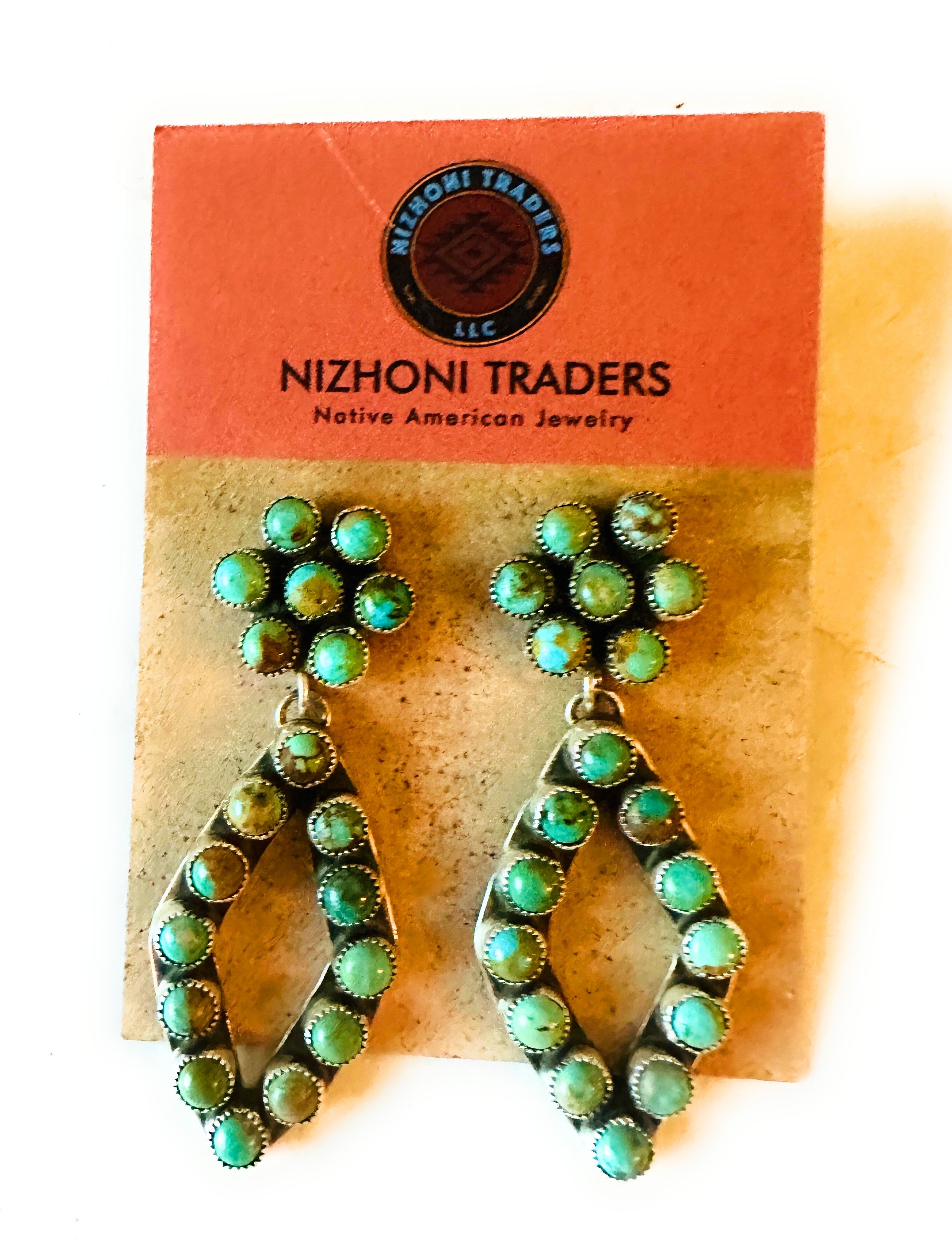 Navajo Sterling Silver & Royston Turquoise Dangle Earrings