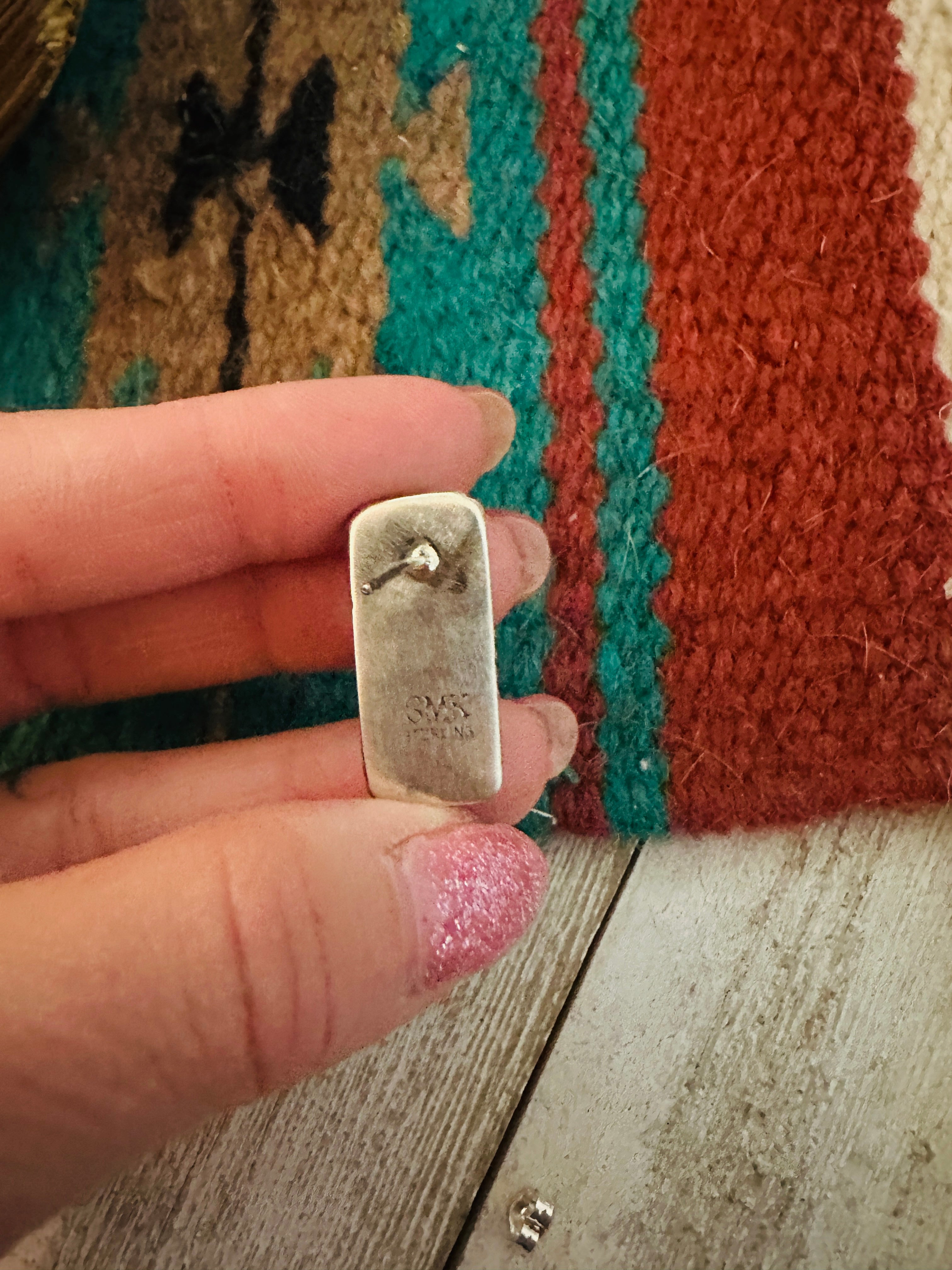 Navajo Sterling Silver & Kingman Turquoise Post Earrings