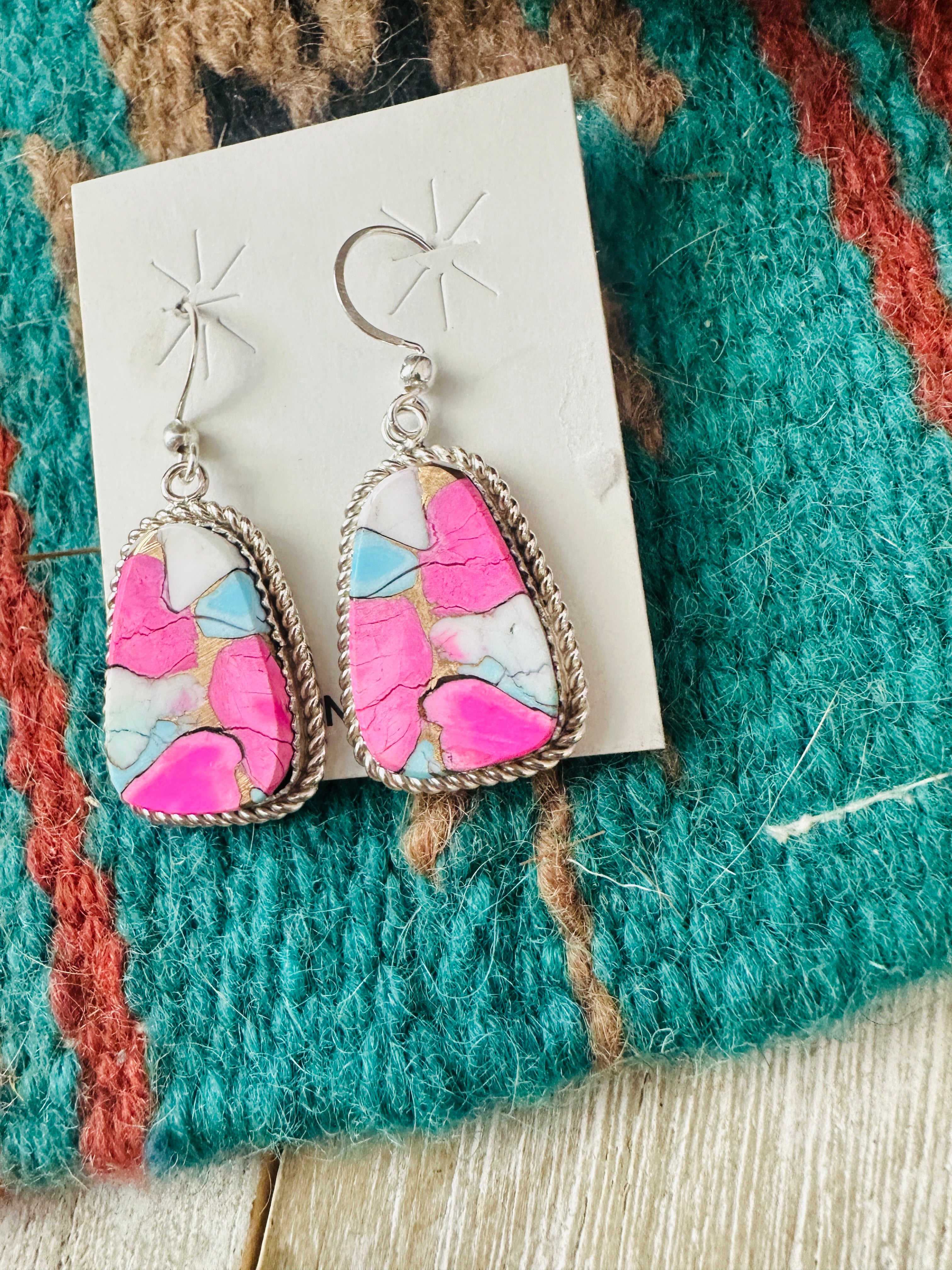 Handcrafted Cotton Candy and Sterling Silver Dangle Earrings