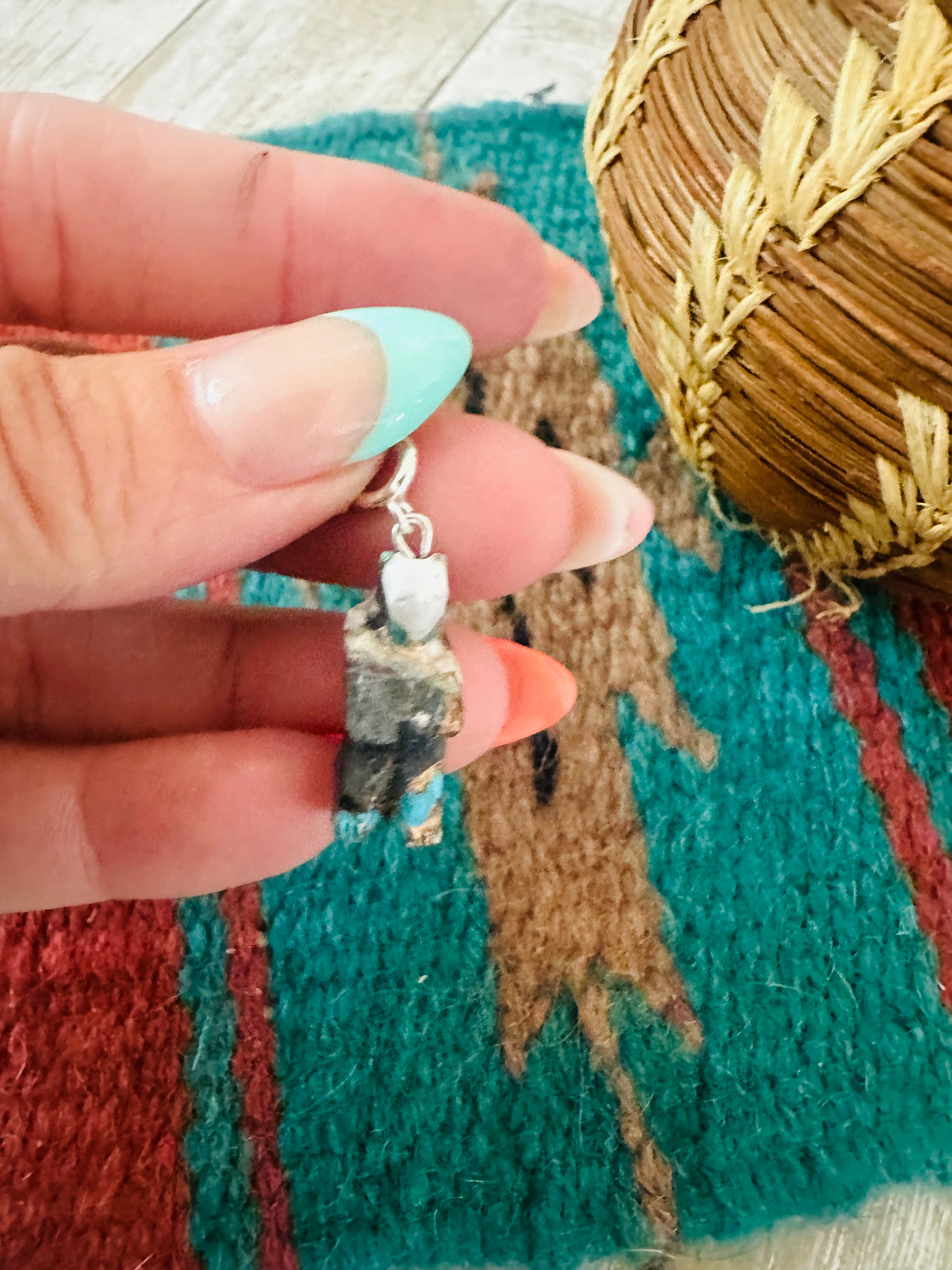 Handcrafted & Hand Carved Blue Mojave Bear Charm