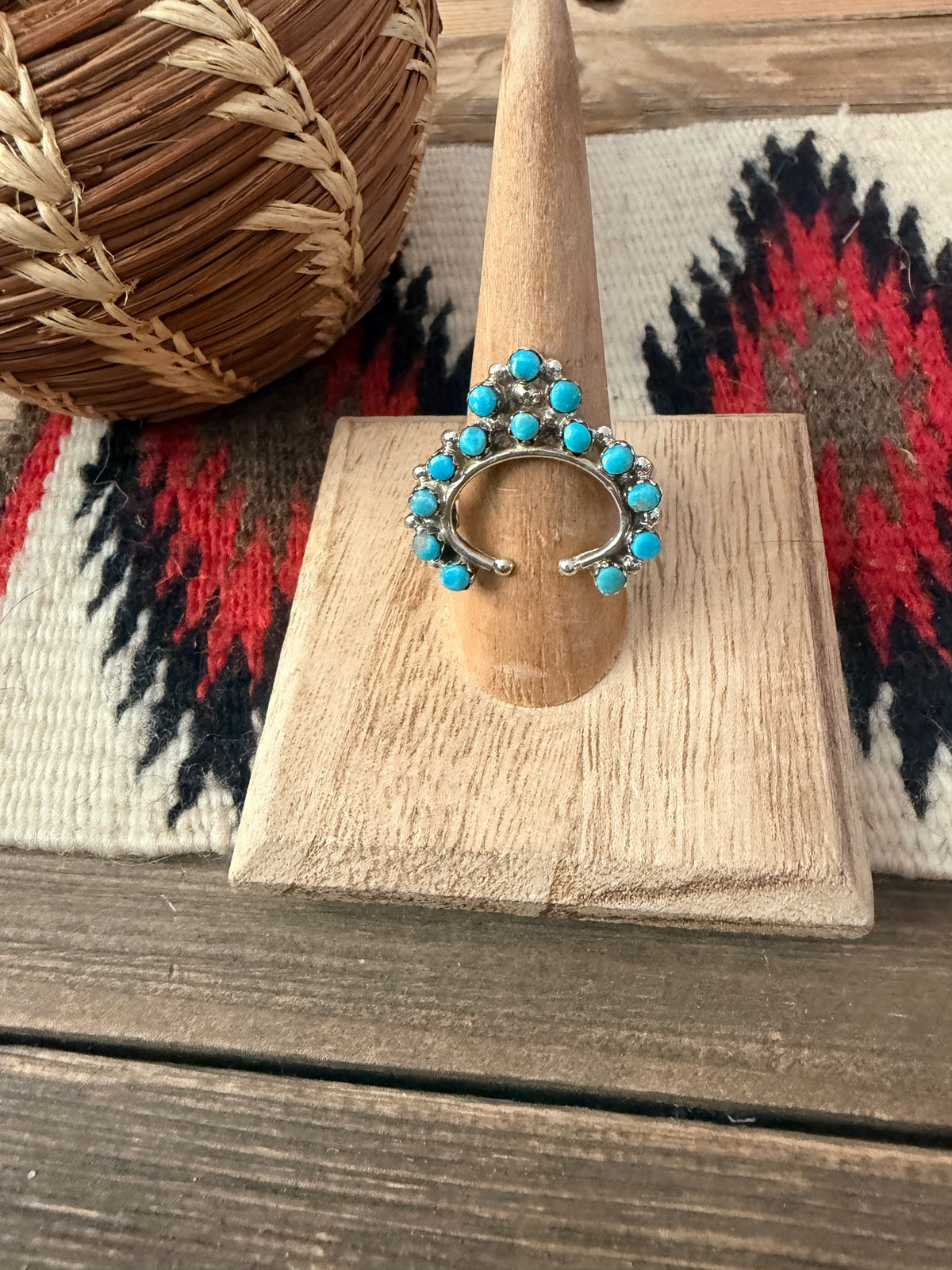 Handcrafted Turquoise & Sterling Silver Naja Cluster Ring