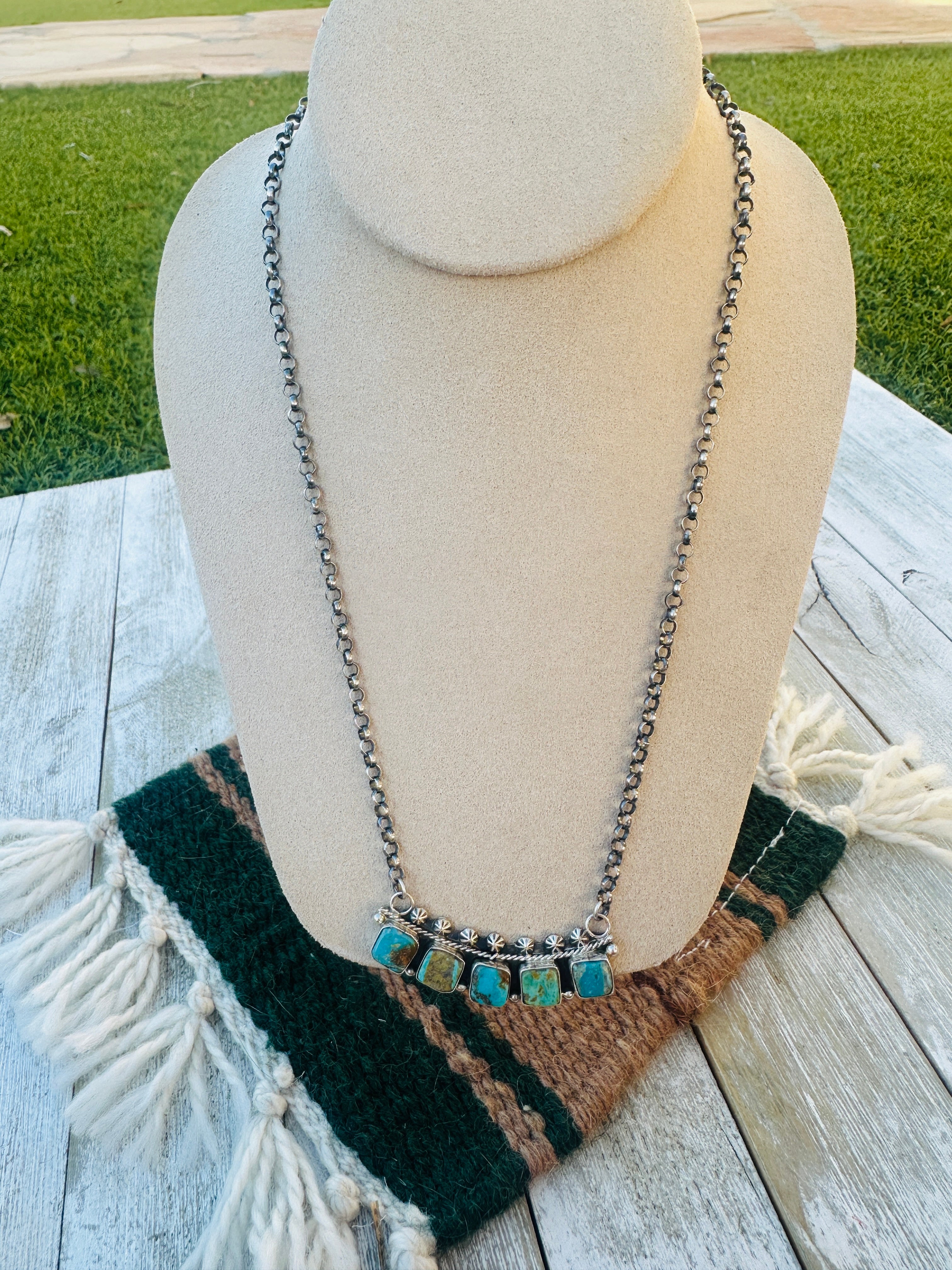 Handcrafted Turquoise & Sterling Silver Necklace by Jacqueline Silver