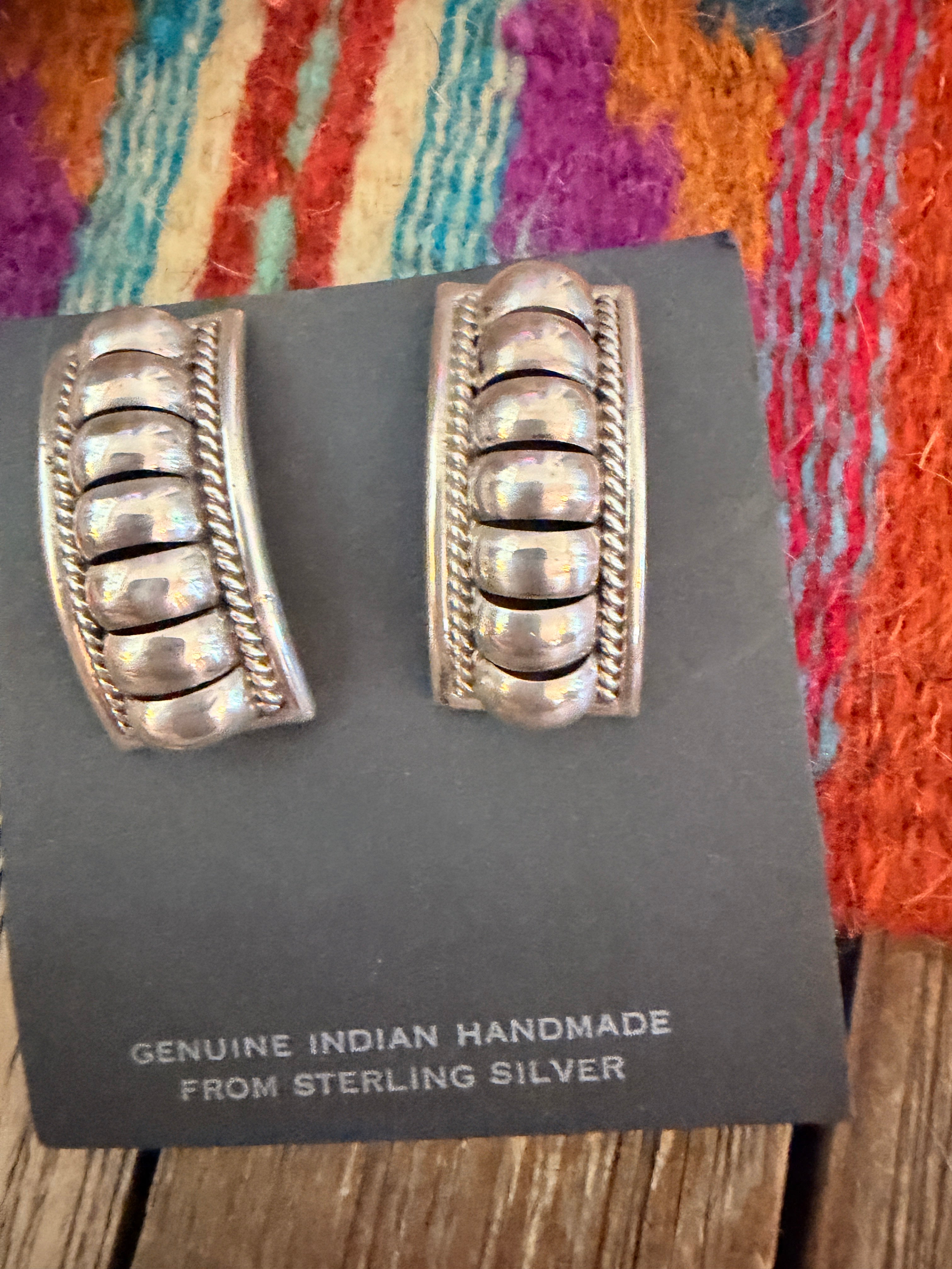 Handcrafted Old Pawn Rolled Sterling Silver Post Earrings