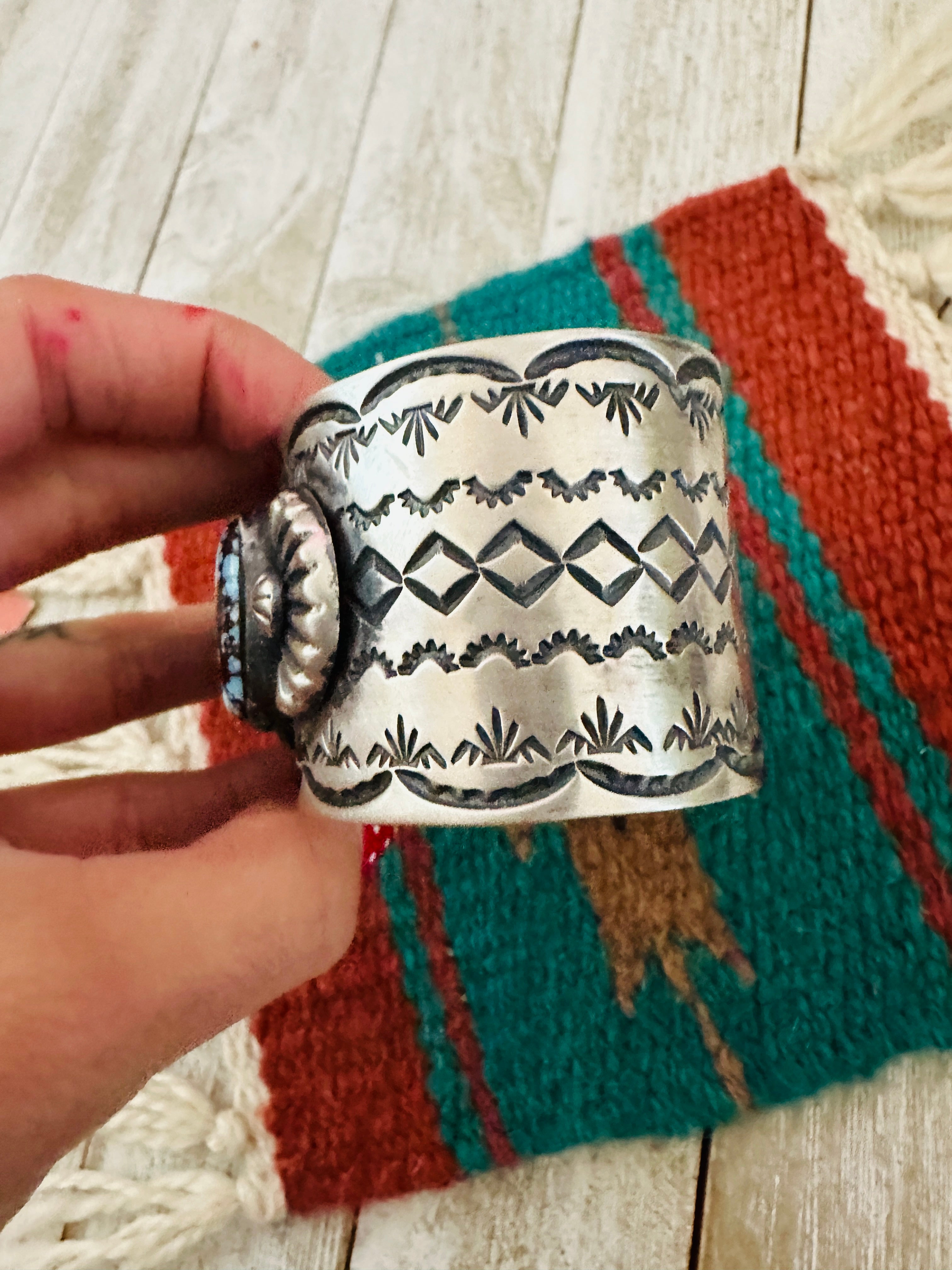 Handcrafted Sterling Silver & Golden Hills Turquoise Cuff Bracelet by Chimney Butte /