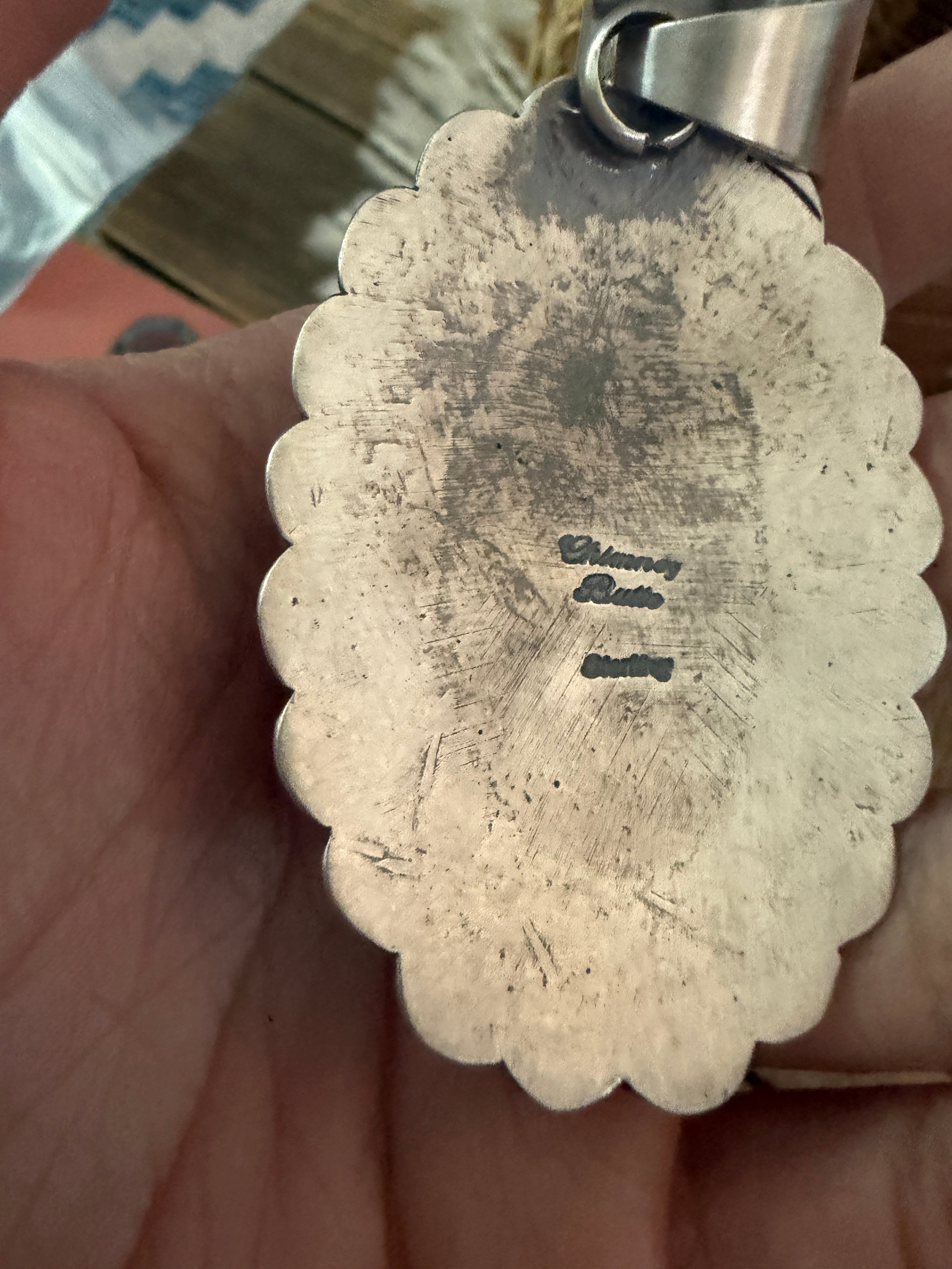 Handcrafted Sterling Silver & Golden Hills Turquoise Concho Pendant by Chimney Butte