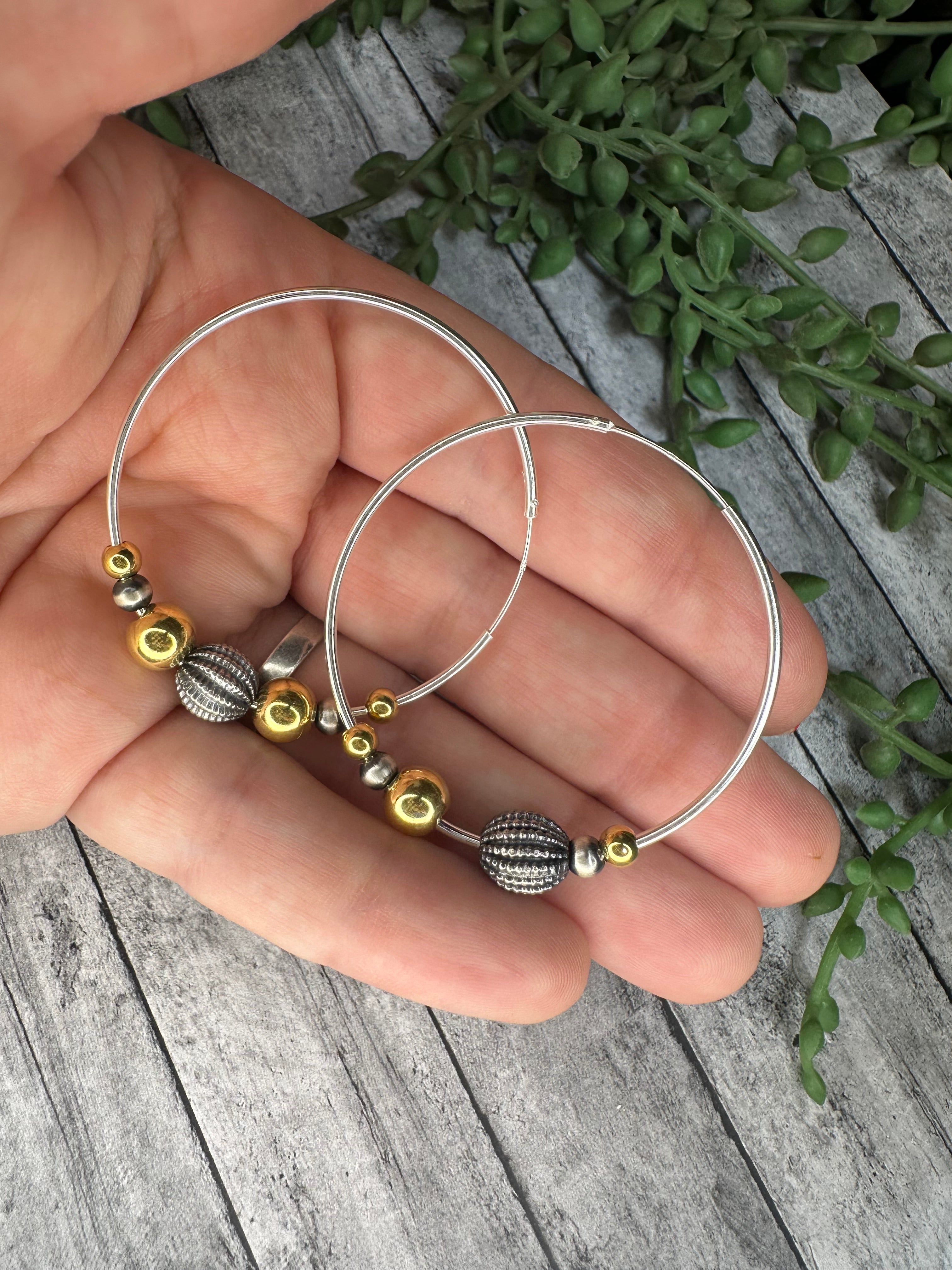 Handmade Sterling Silver Gold Plated Hoop Earrings