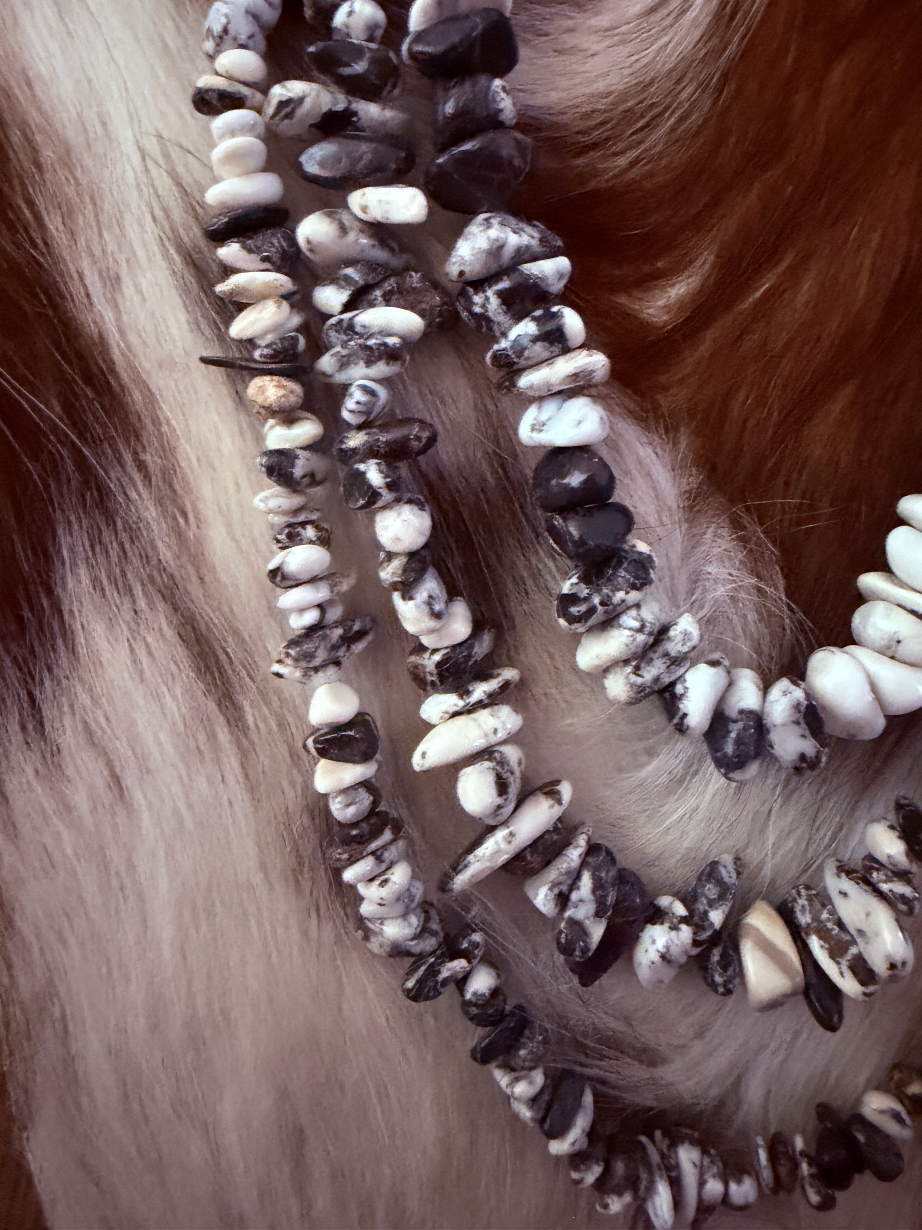 Handcrafted White Buffalo & Sterling Silver Beaded Necklace