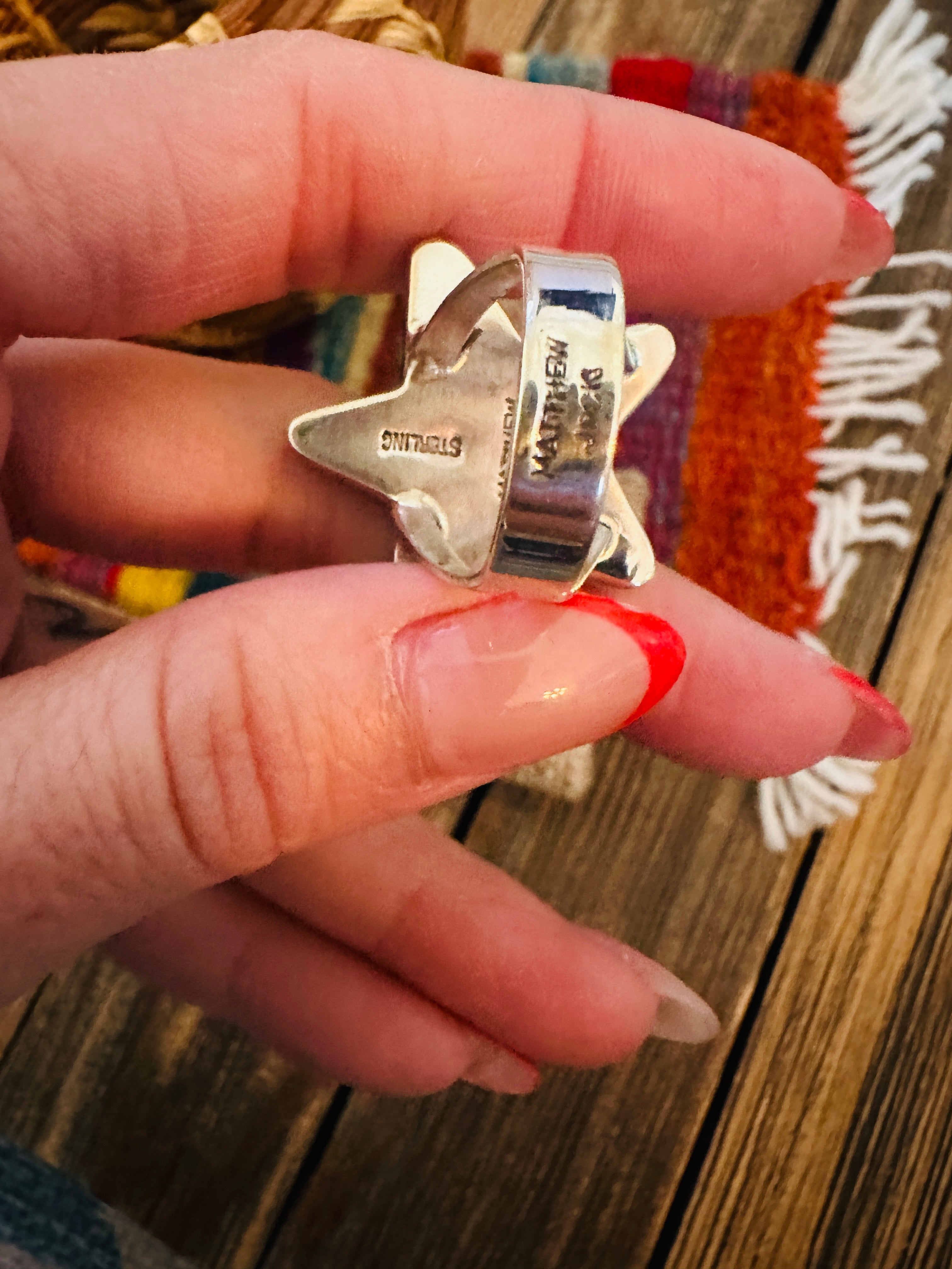 Navajo Multi Stone & Sterling Silver Inlay Star Ring by Matthew Jack