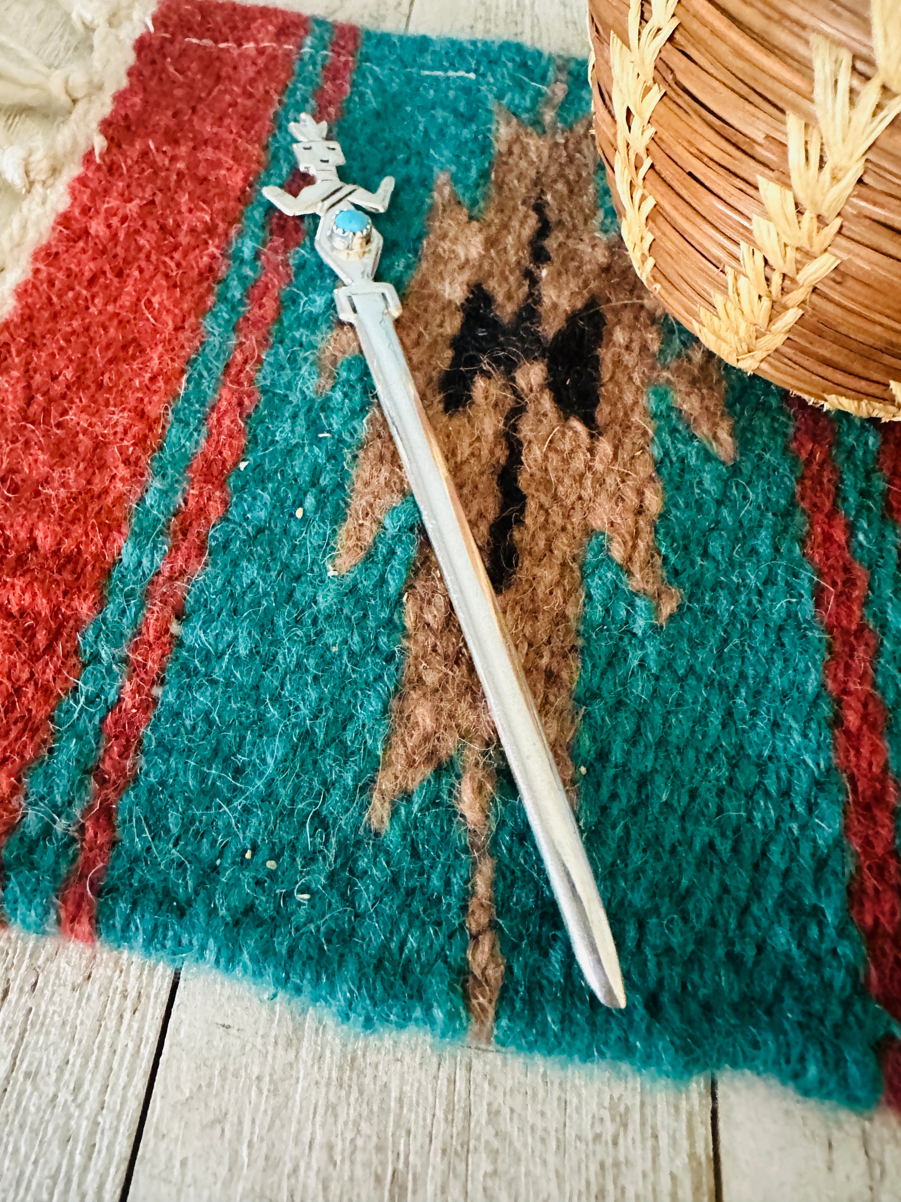 Navajo Turquoise & Sterling Silver Kachina Letter Opener