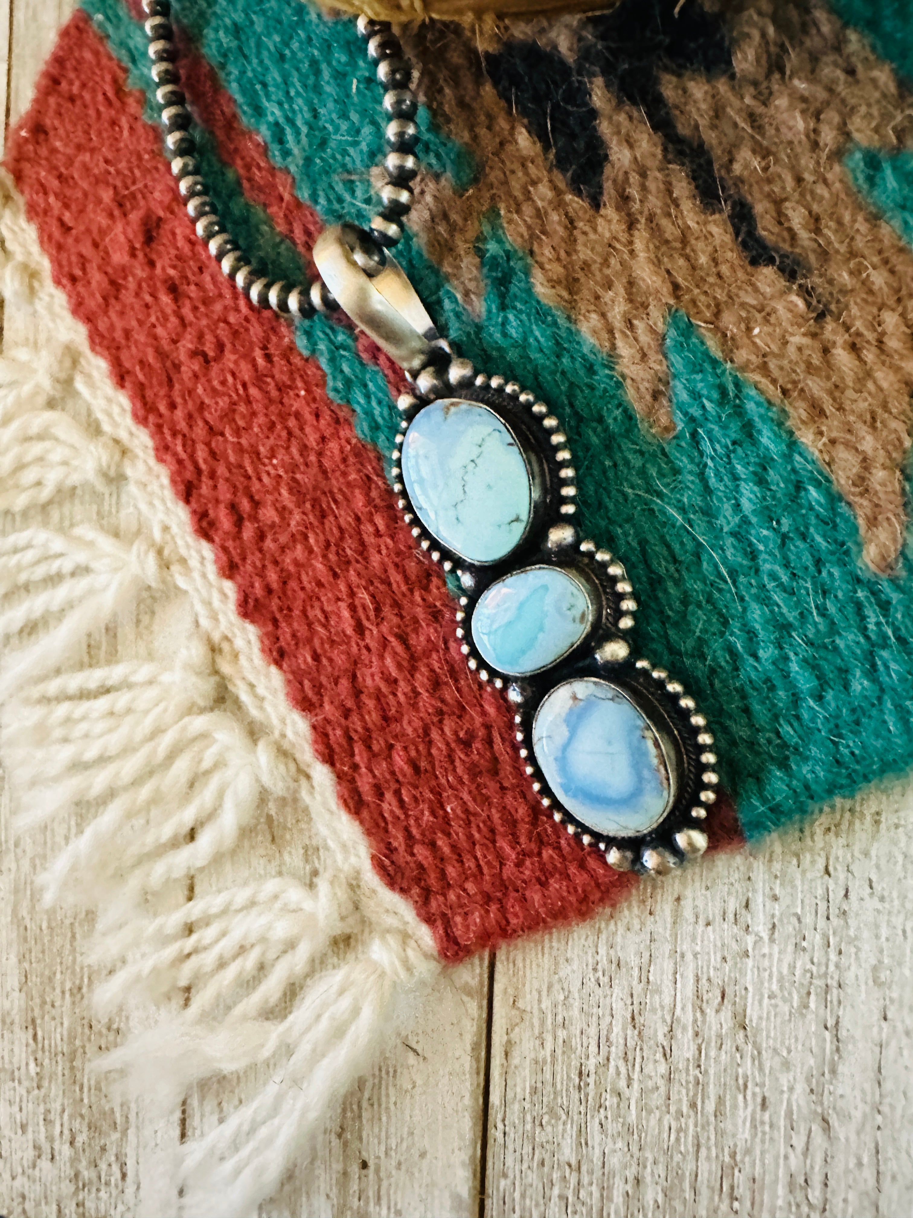 Handcrafted Golden Hills Turquoise & Sterling Silver Pendant