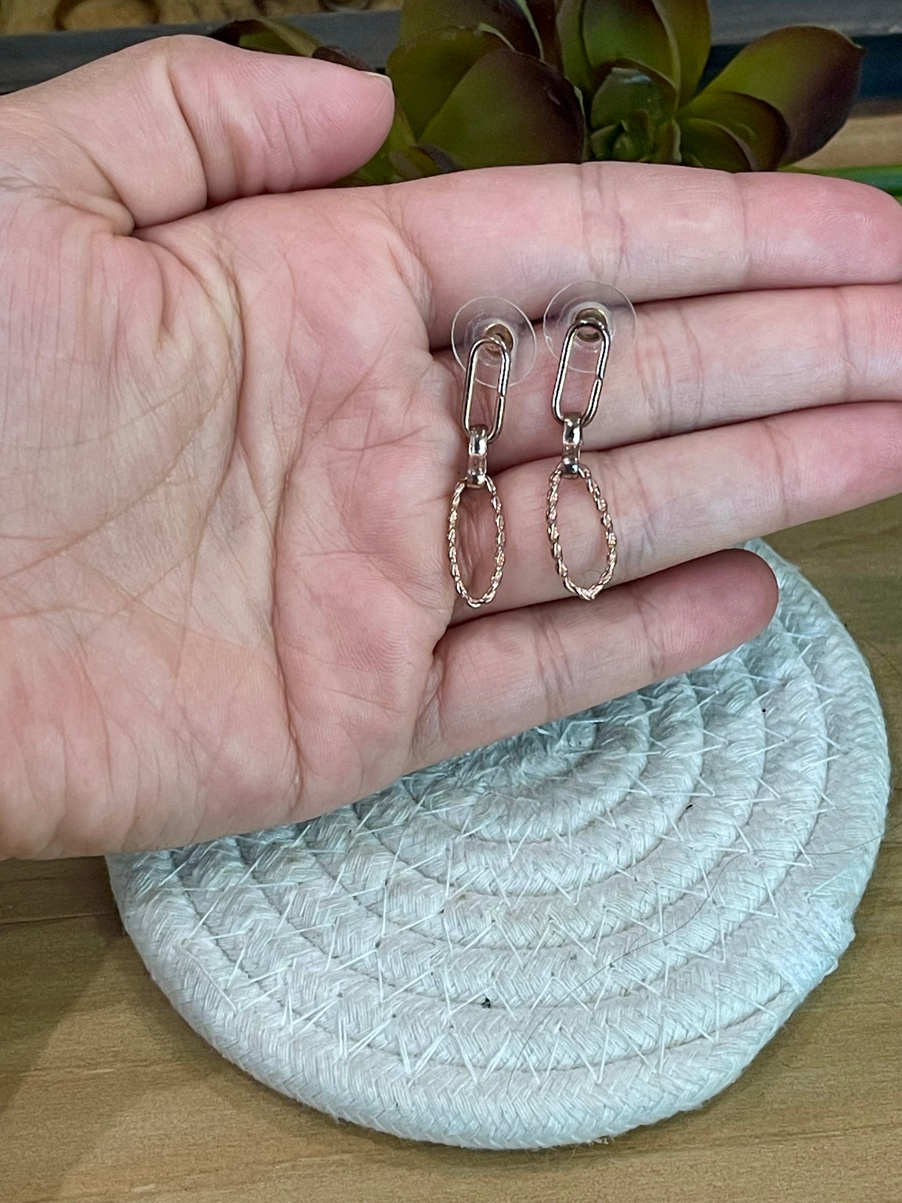 Vintage Handmade Copper Post Dangle Earrings