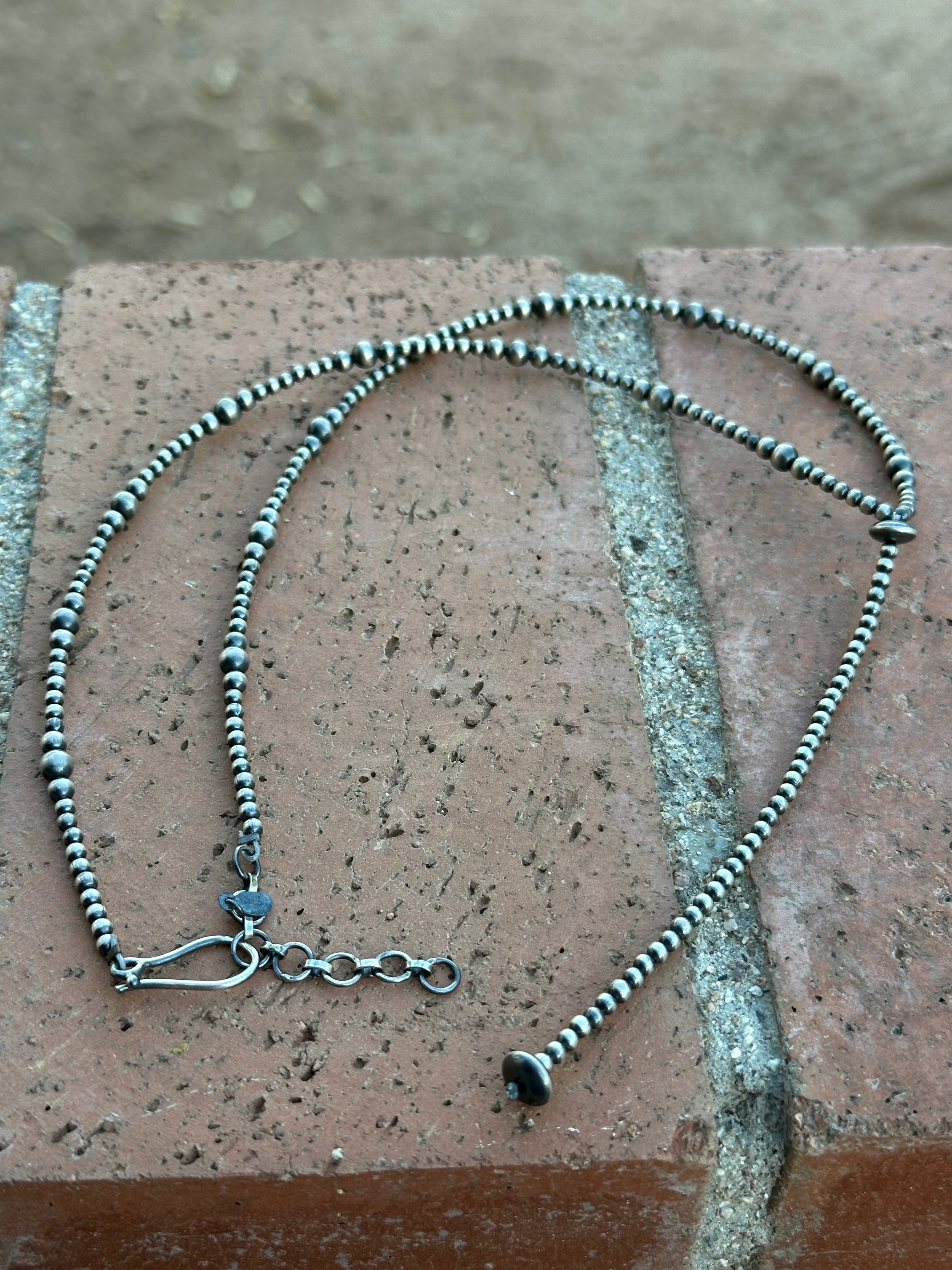 Handmade Sterling Silver Beaded Drop Lariat Necklace