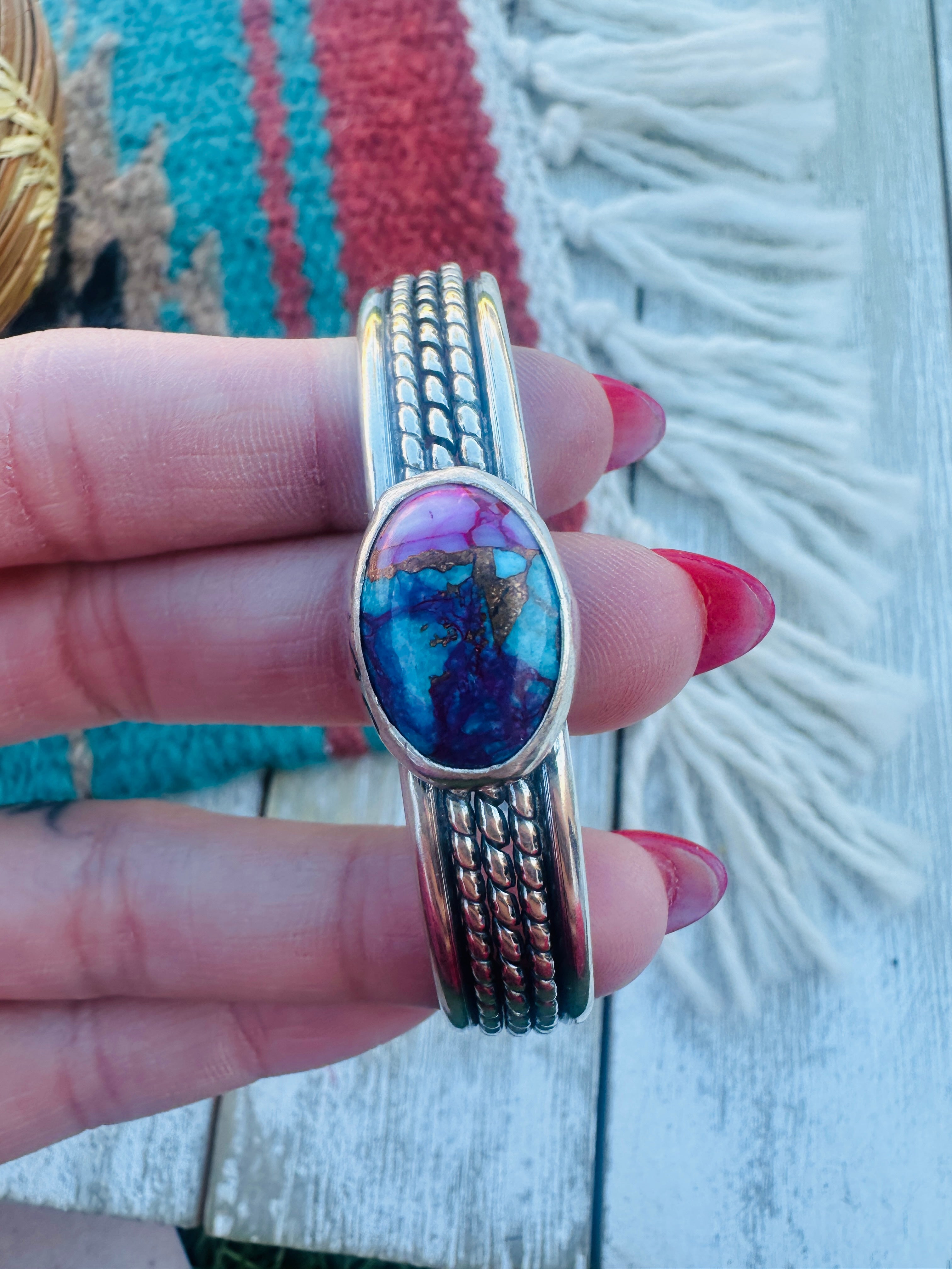 Handcrafted Pink Dream Mojave & Sterling Silver Cuff Bracelet