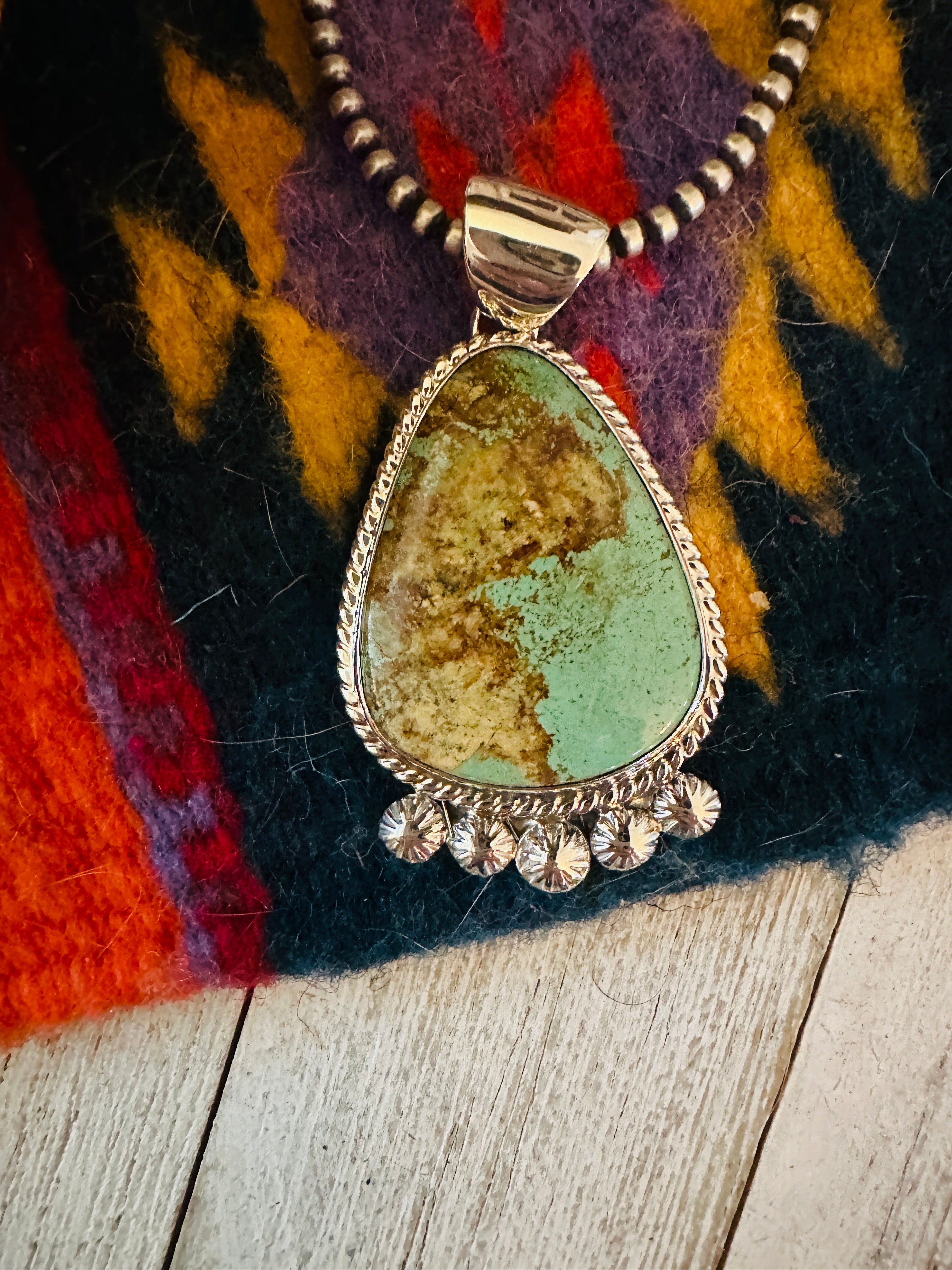 Navajo Royston Turquoise & Sterling Silver Pendant