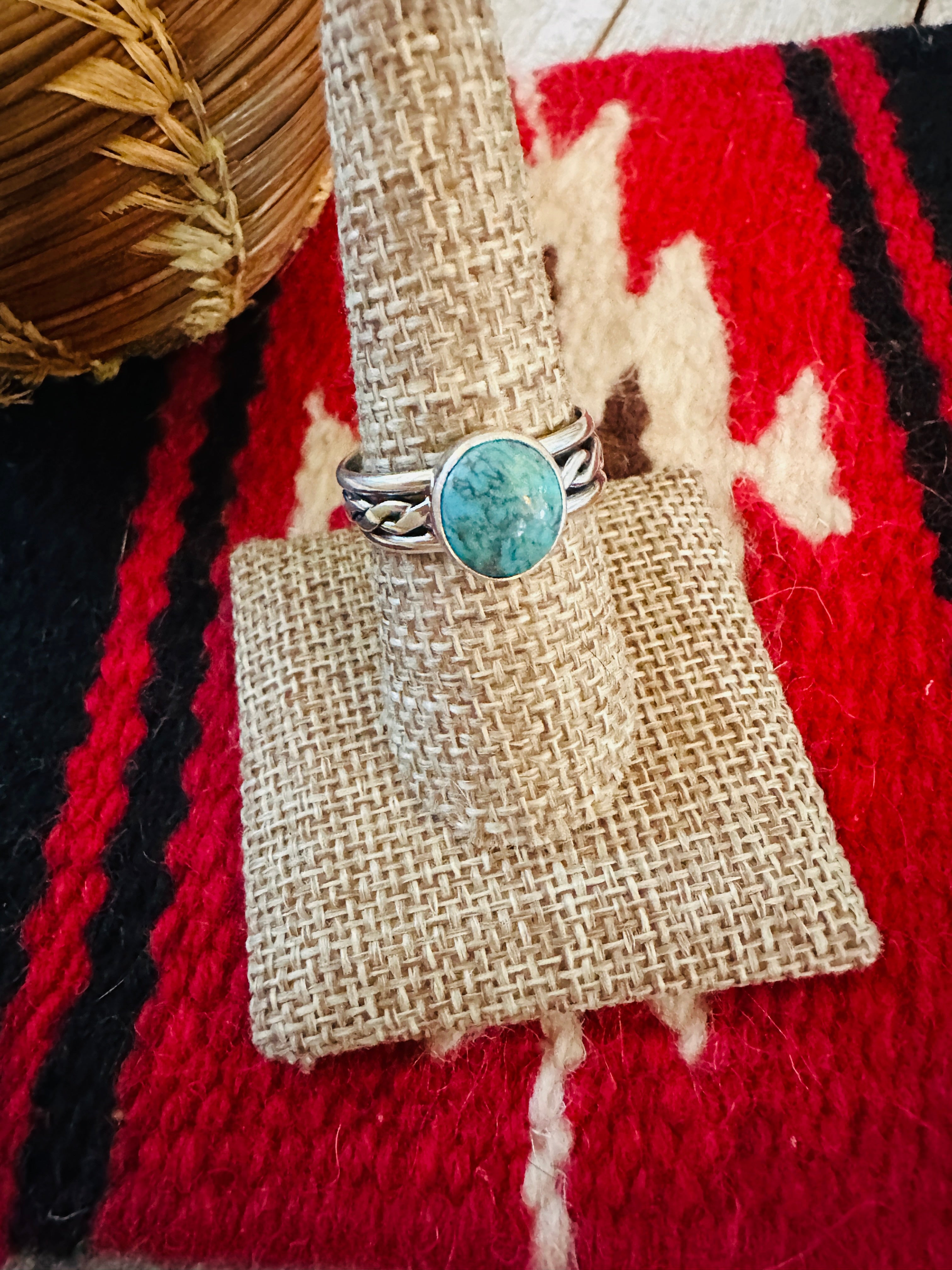 Navajo Turquoise & Sterling Silver Ring Size 9.25