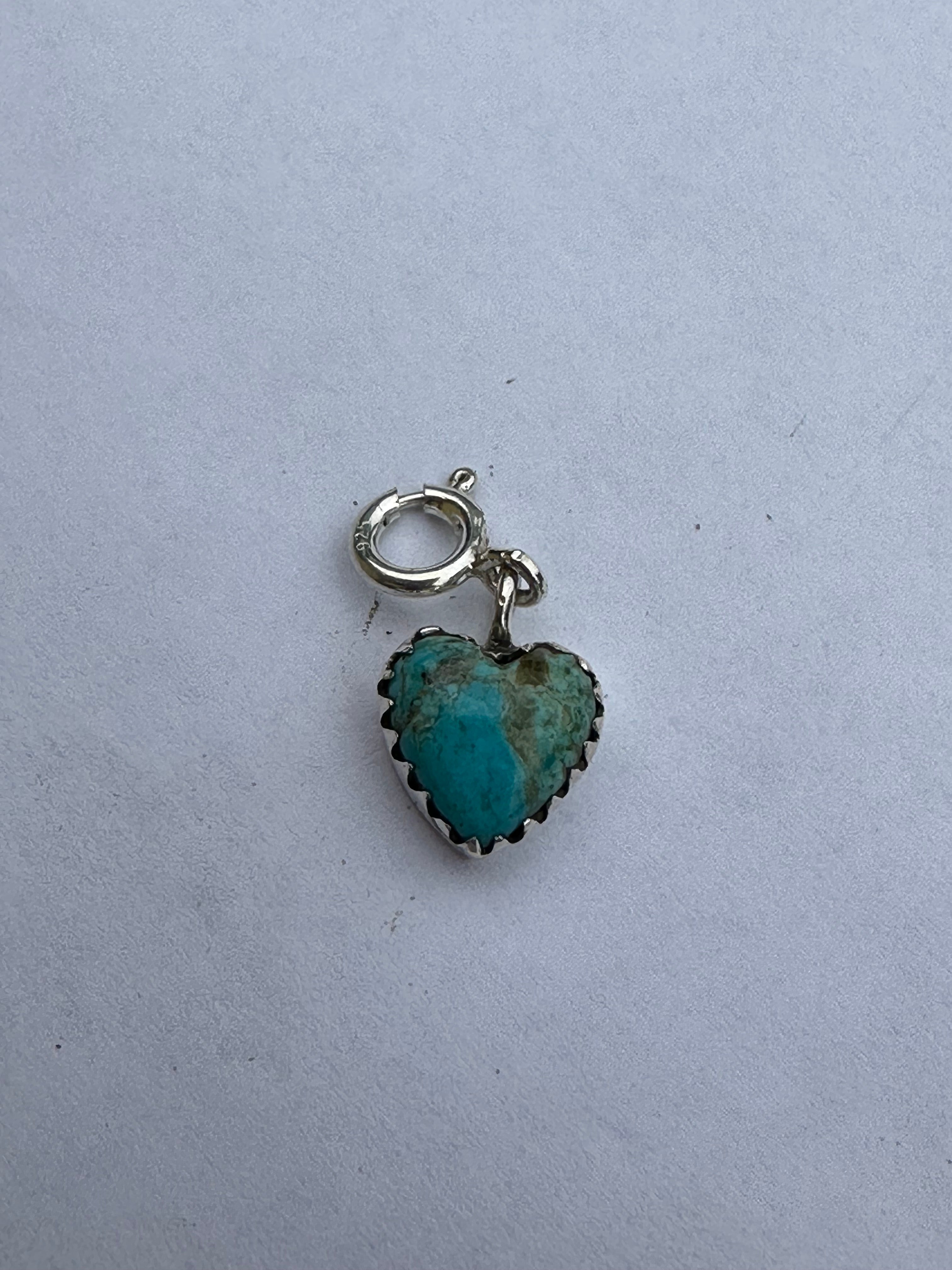 Sterling Silver and Royston Turquoise Heart Charm