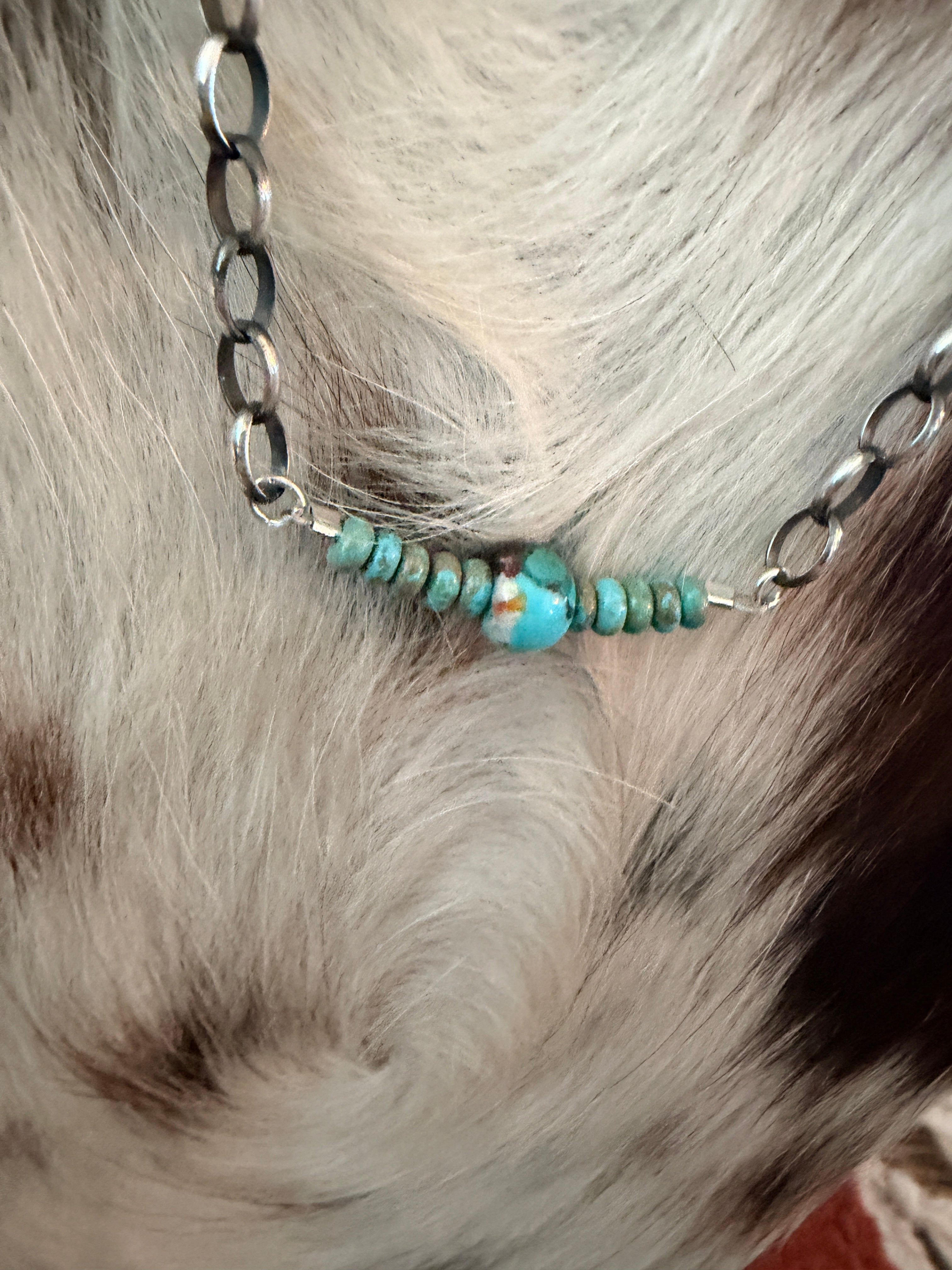 Handmade Sterling Silver, Turquoise & Spice Beaded Necklace