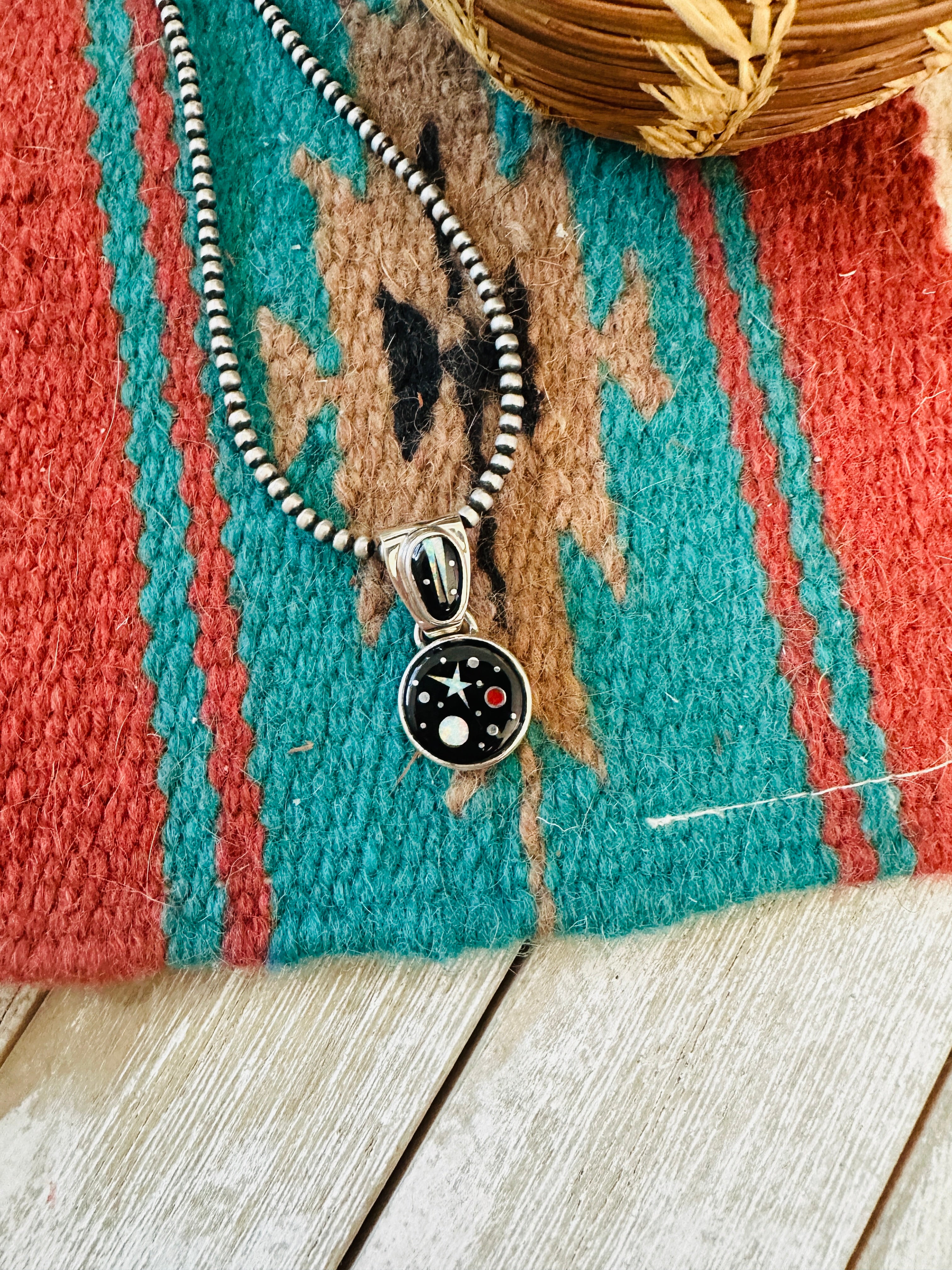 Handcrafted Multi Stone & Sterling Silver Starry Night Pendant by Matthew Jack