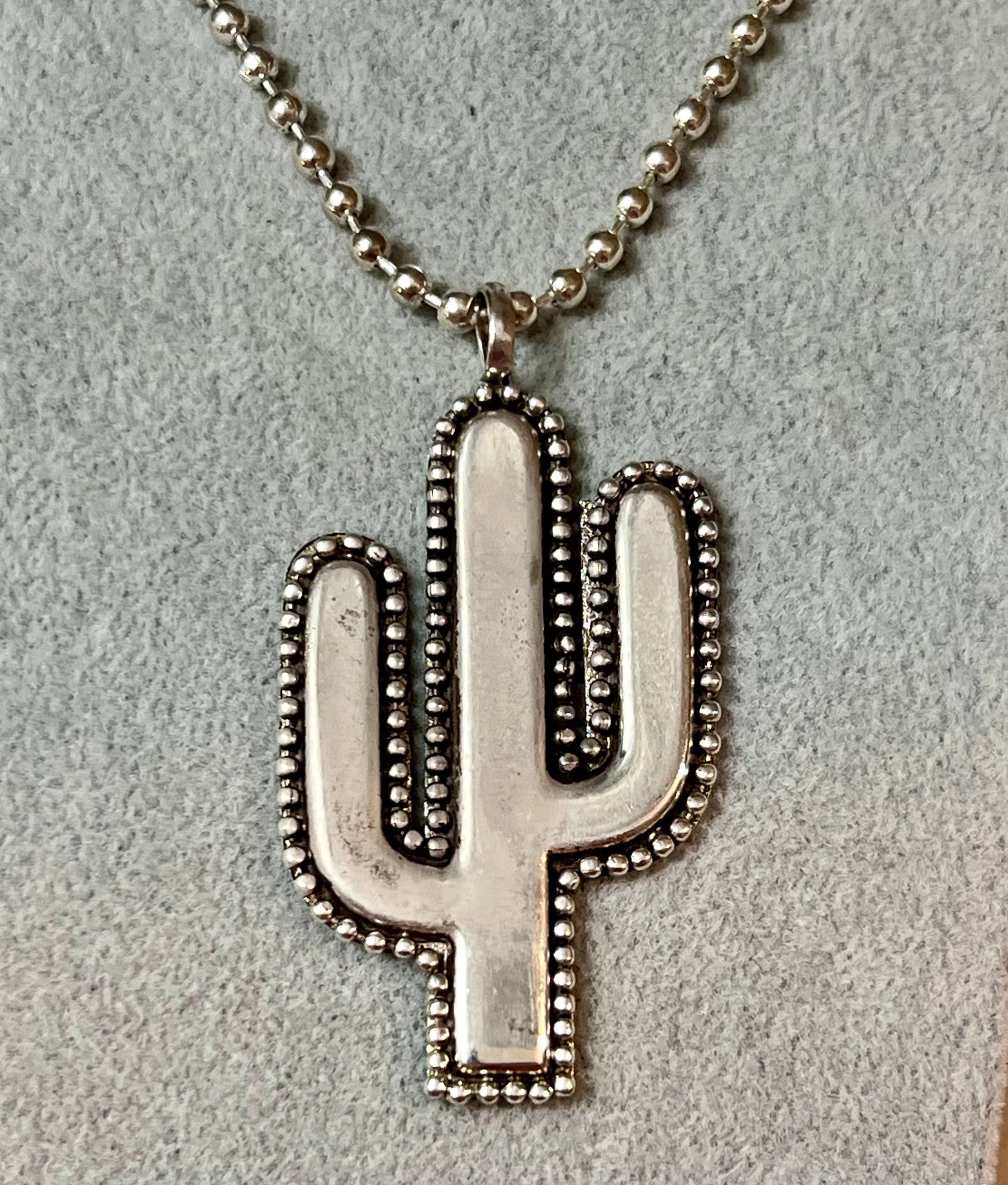 Saguaro Cactus Pendant on Chain 27” - Main Image