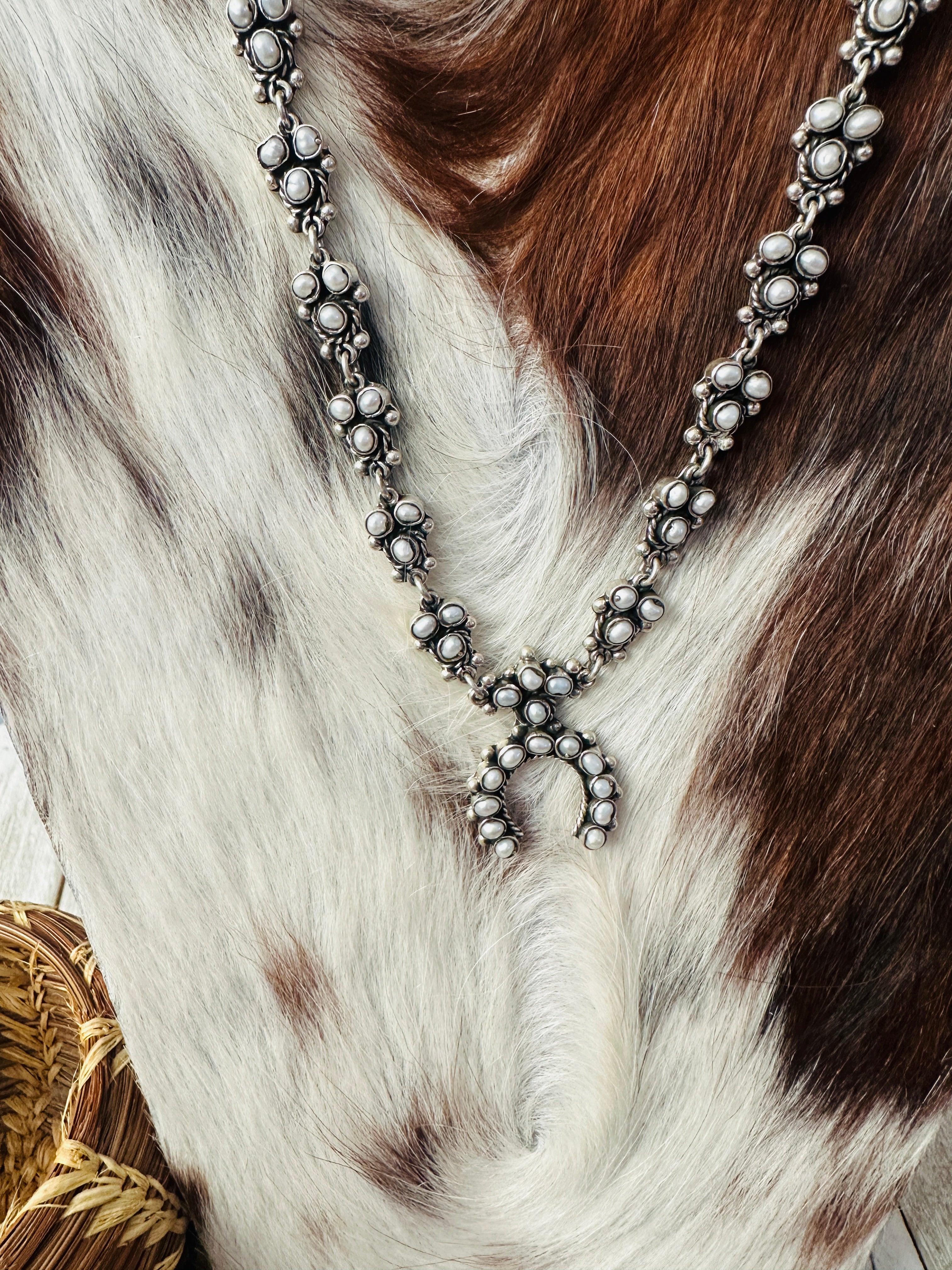 Handcrafted Sterling Silver & Pearl Naja Necklace by Federico Jimenez