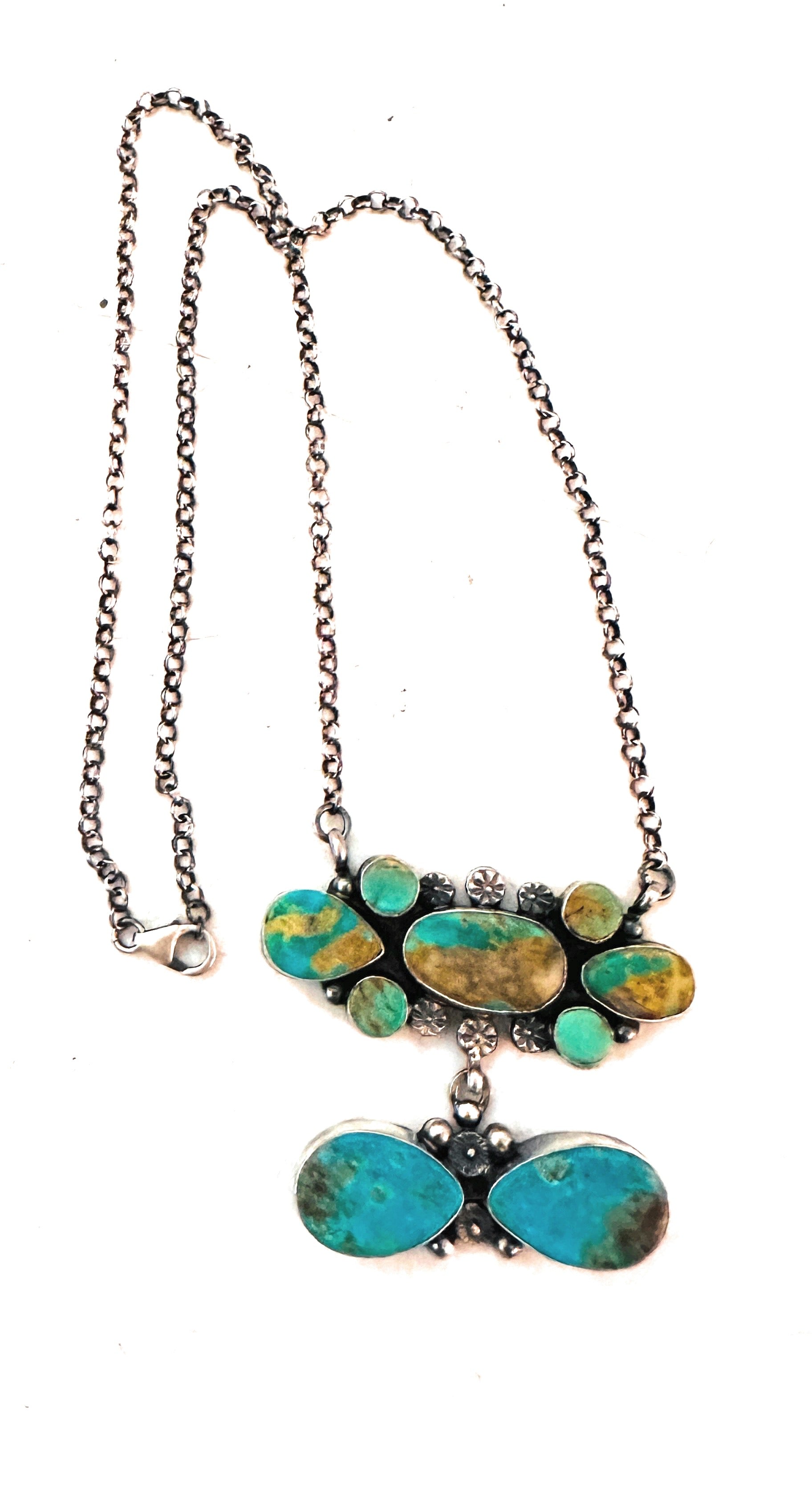 Navajo Sterling Silver & Royston Turquoise Necklace by Jacqueline Silver