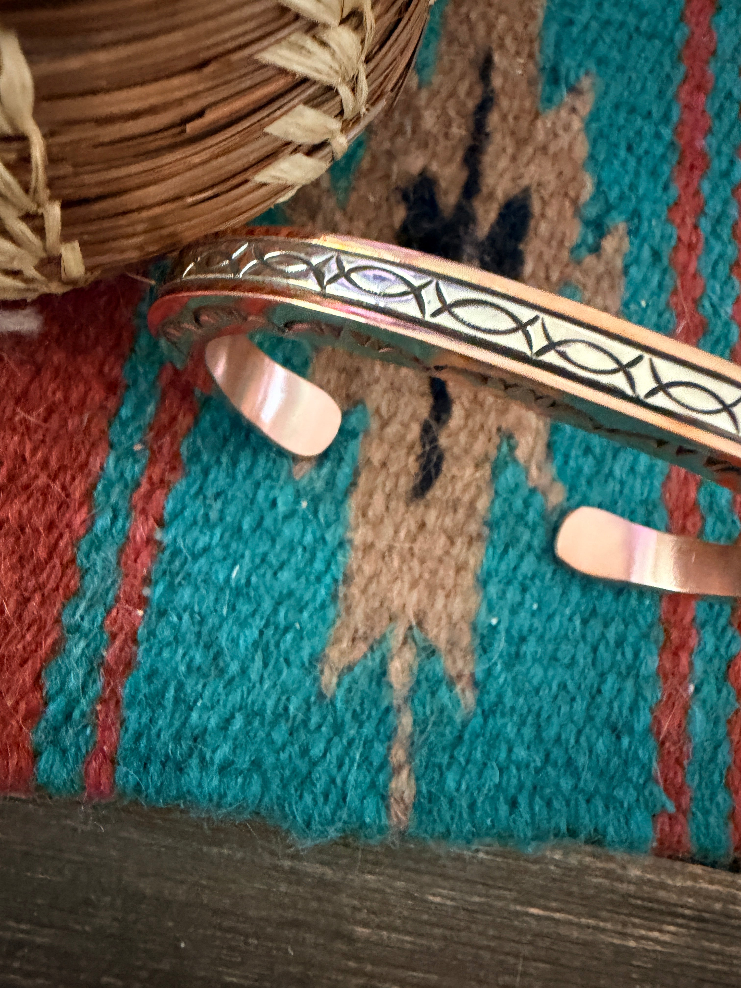 Handcrafted Copper & Sterling Silver Cuff Bracelet by Wylie Secatero