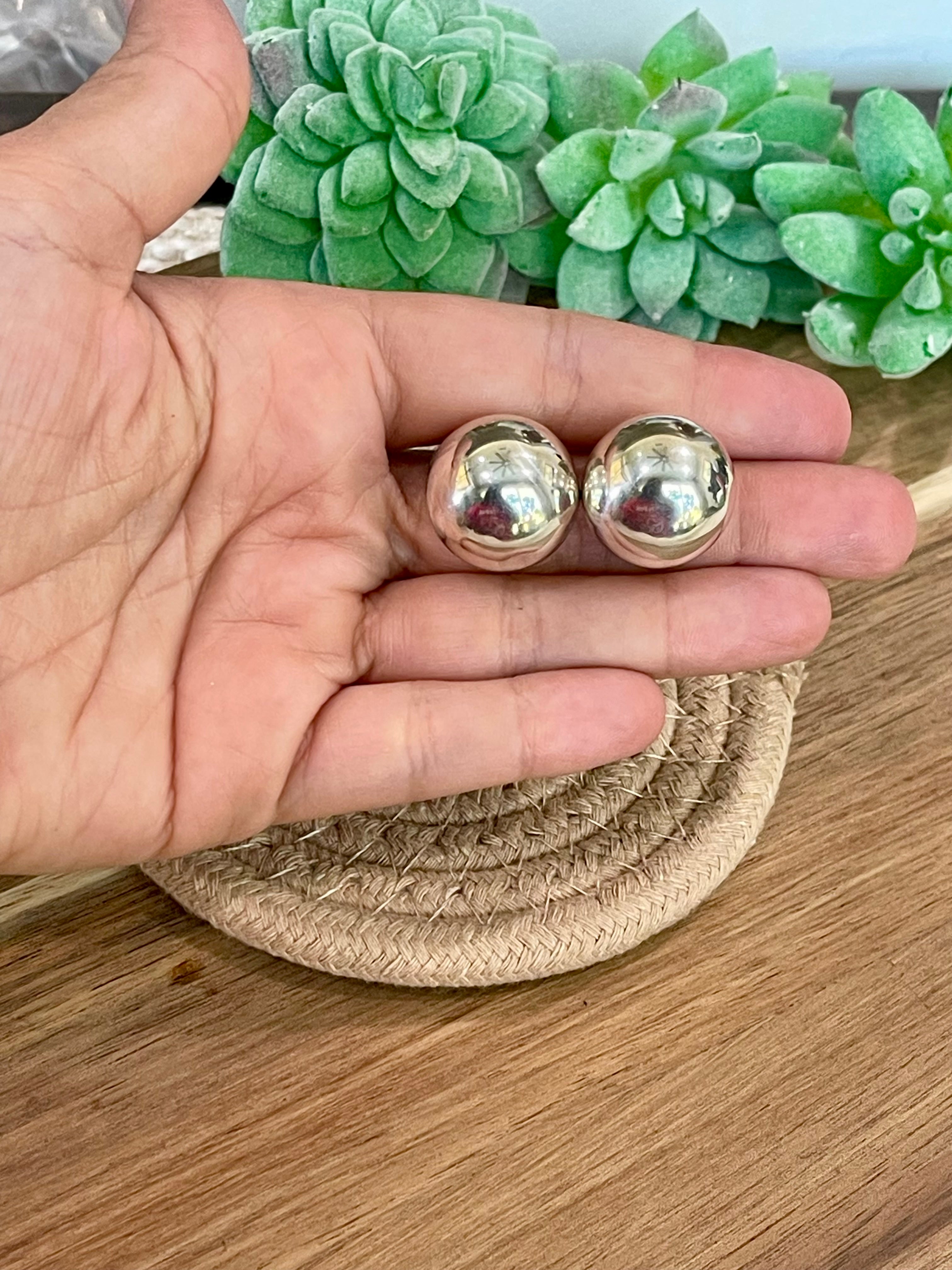 Handmade In Mexico Sterling Silver, Ball Stud Earrings