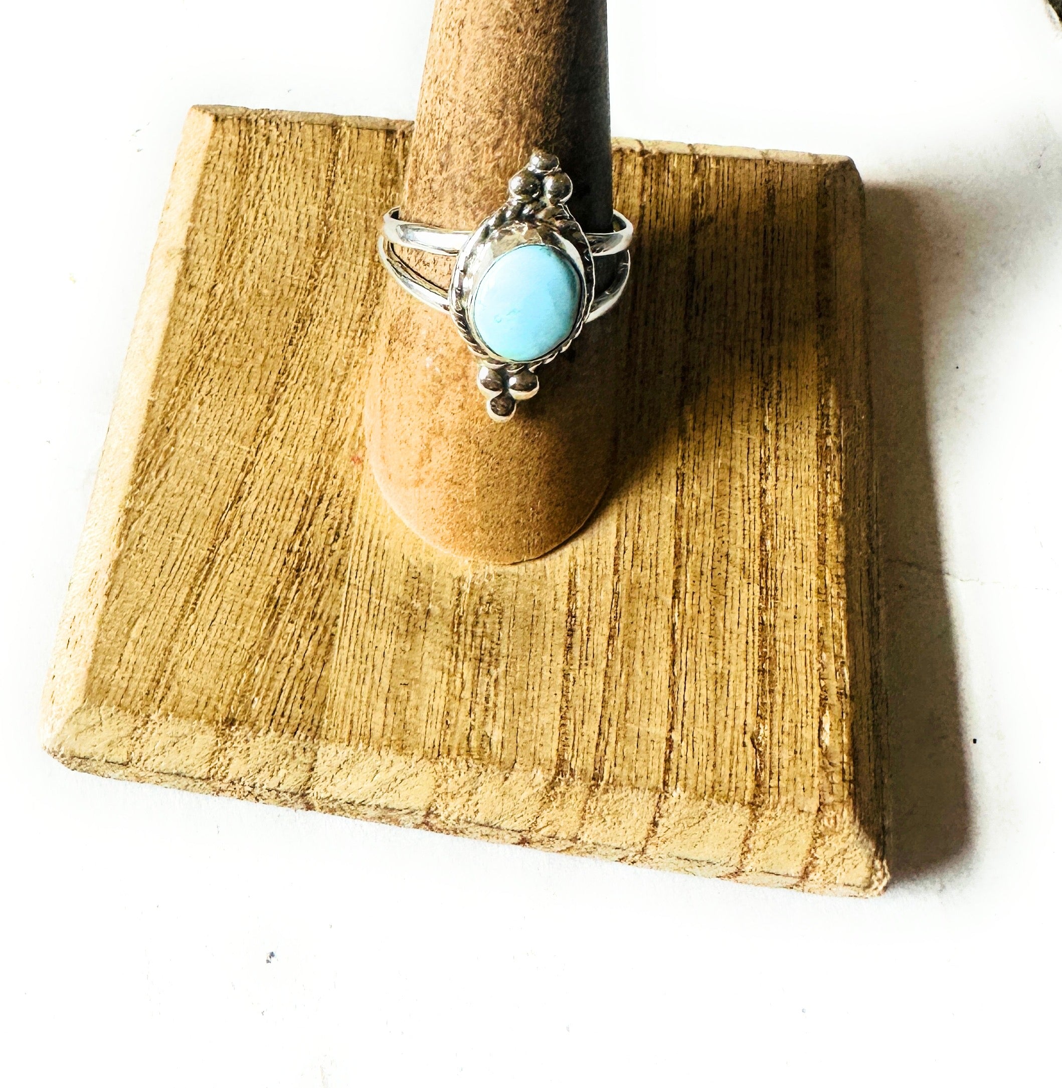 Navajo Golden Hills Turquoise & Sterling Silver Ring Size 7.75