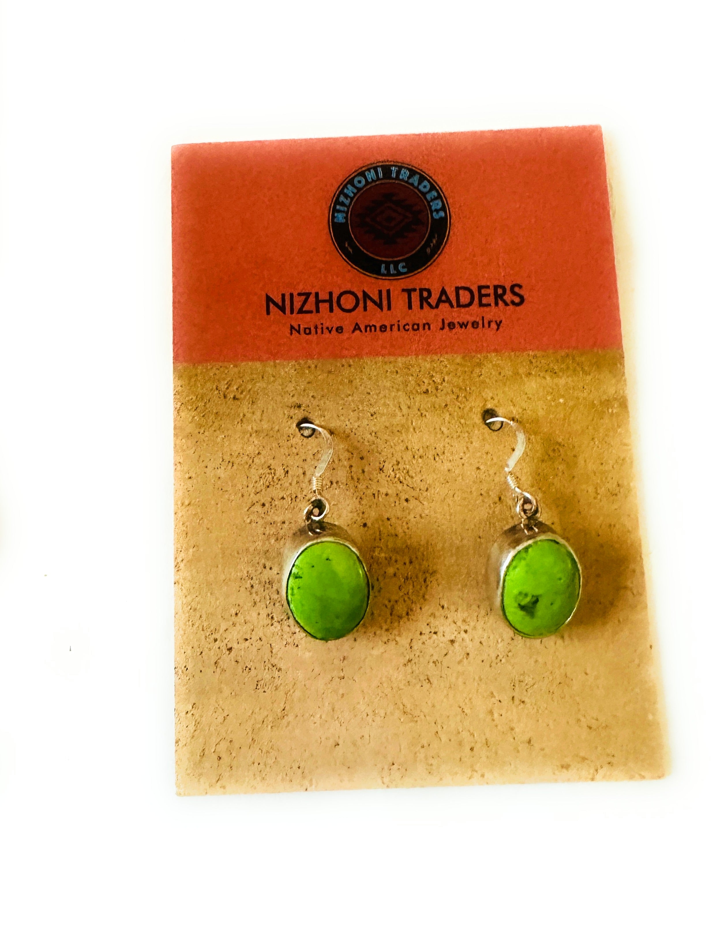 Navajo Green Turquoise & Sterling Silver Dangle Earrings