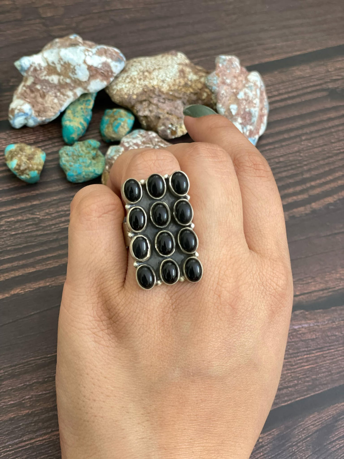 Handmade Bar sterling silver ring - PURPLE MOJAVE, WHITE BUFFALO, TURQUOISE, BLACK ONYX