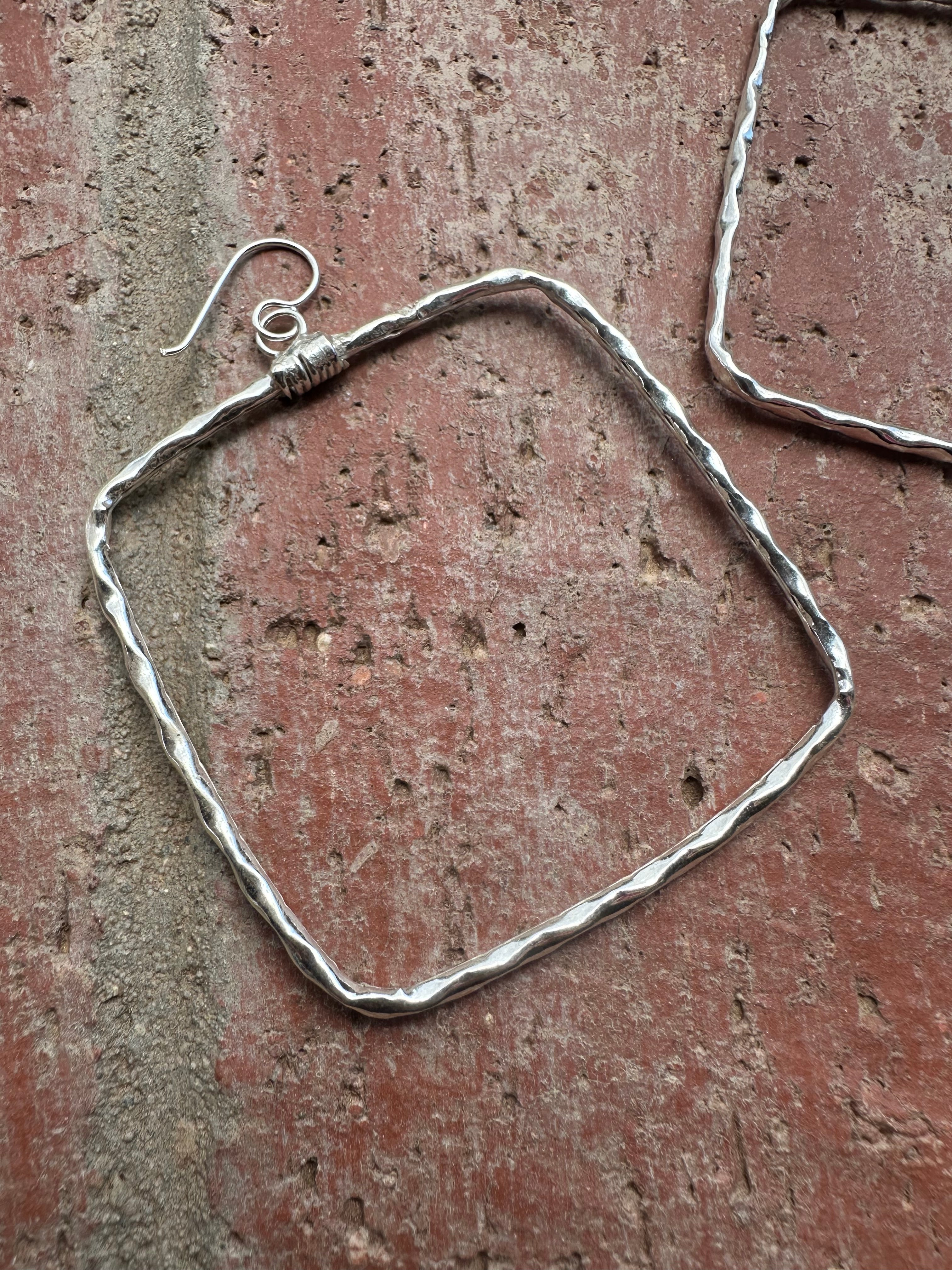 Handmade Sterling Silver Square Hoop Earrings