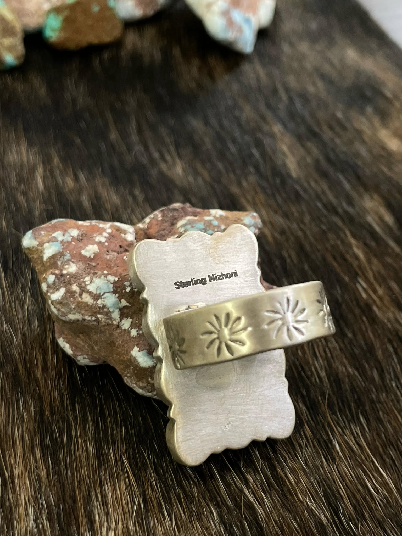 Handmade Bar sterling silver ring - PURPLE MOJAVE, WHITE BUFFALO, TURQUOISE, BLACK ONYX