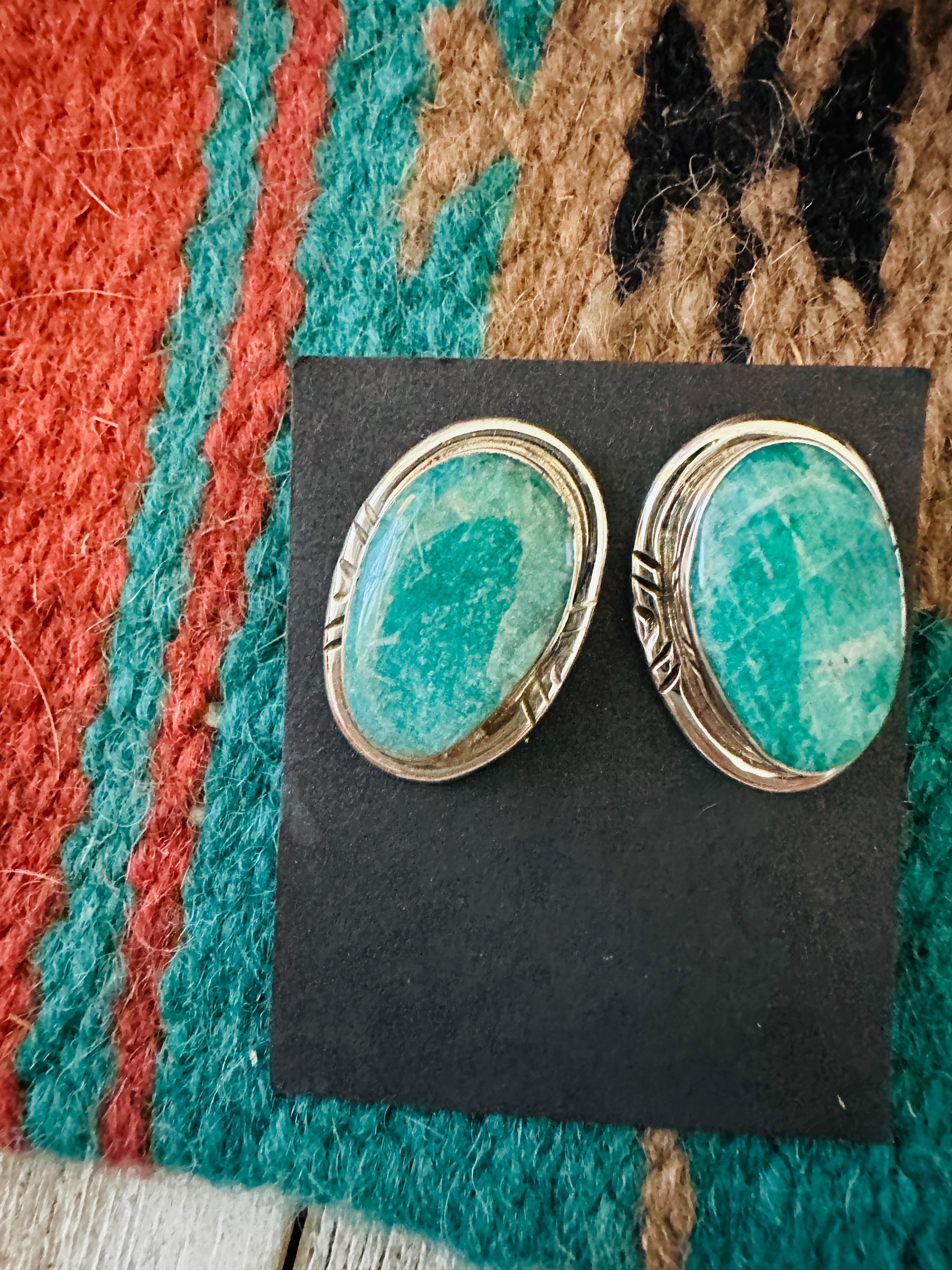 Navajo Turquoise & Sterling Silver Post Earrings