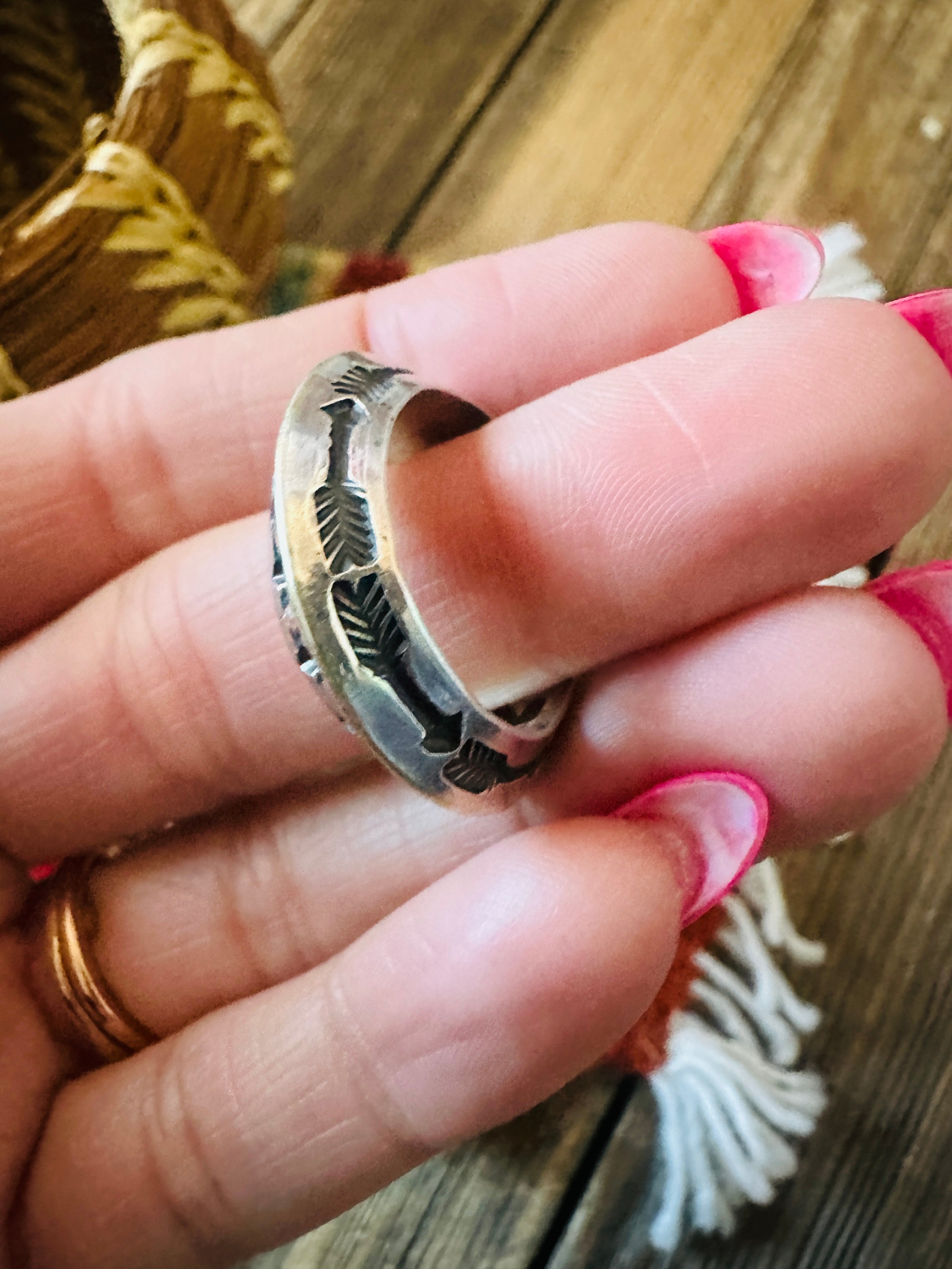Handcrafted Sterling Silver Band Ring Size 8 by Sunshine Reeves