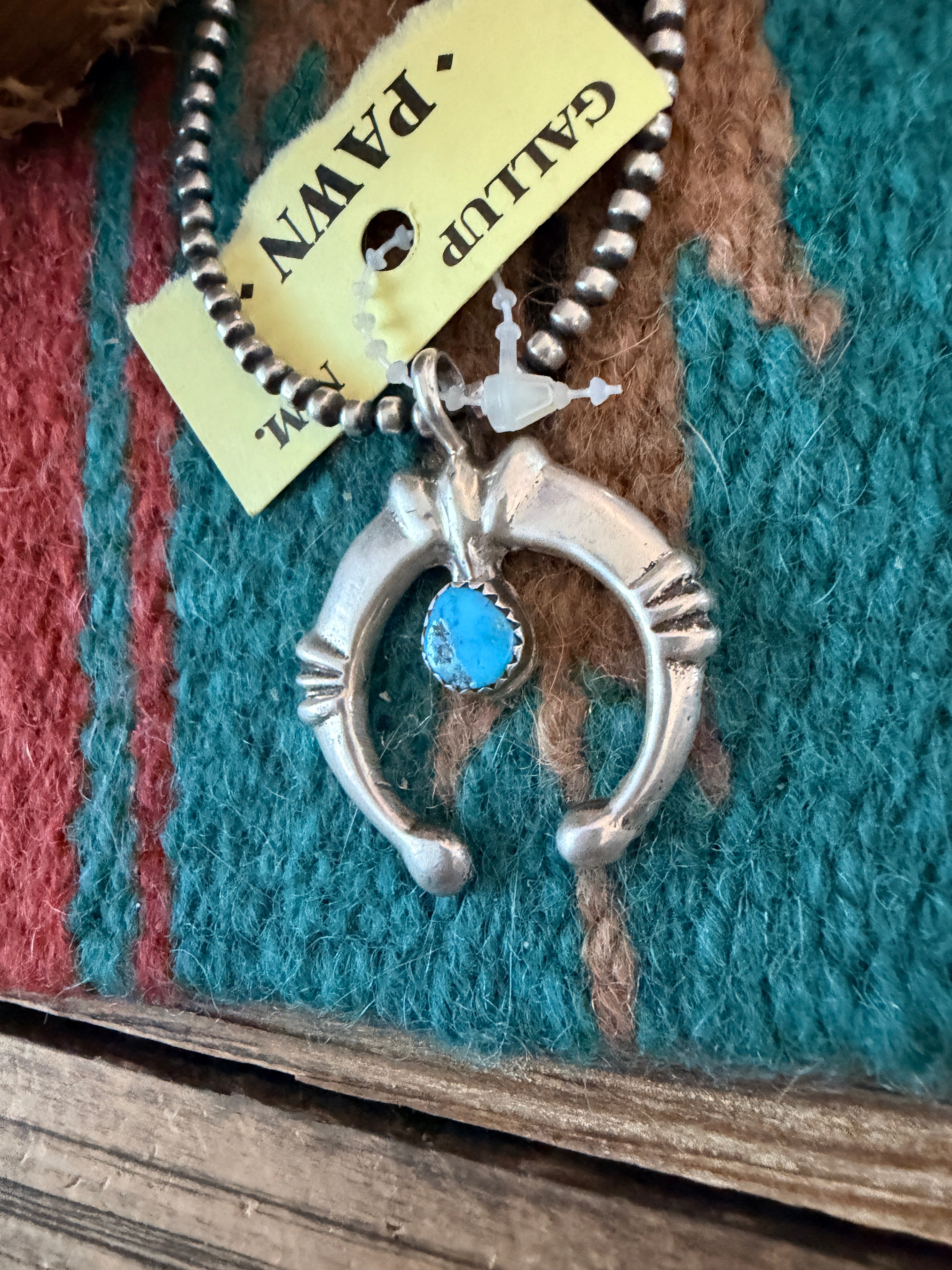Old Pawn Handcrafted Turquoise and Sterling Silver Naja Pendant