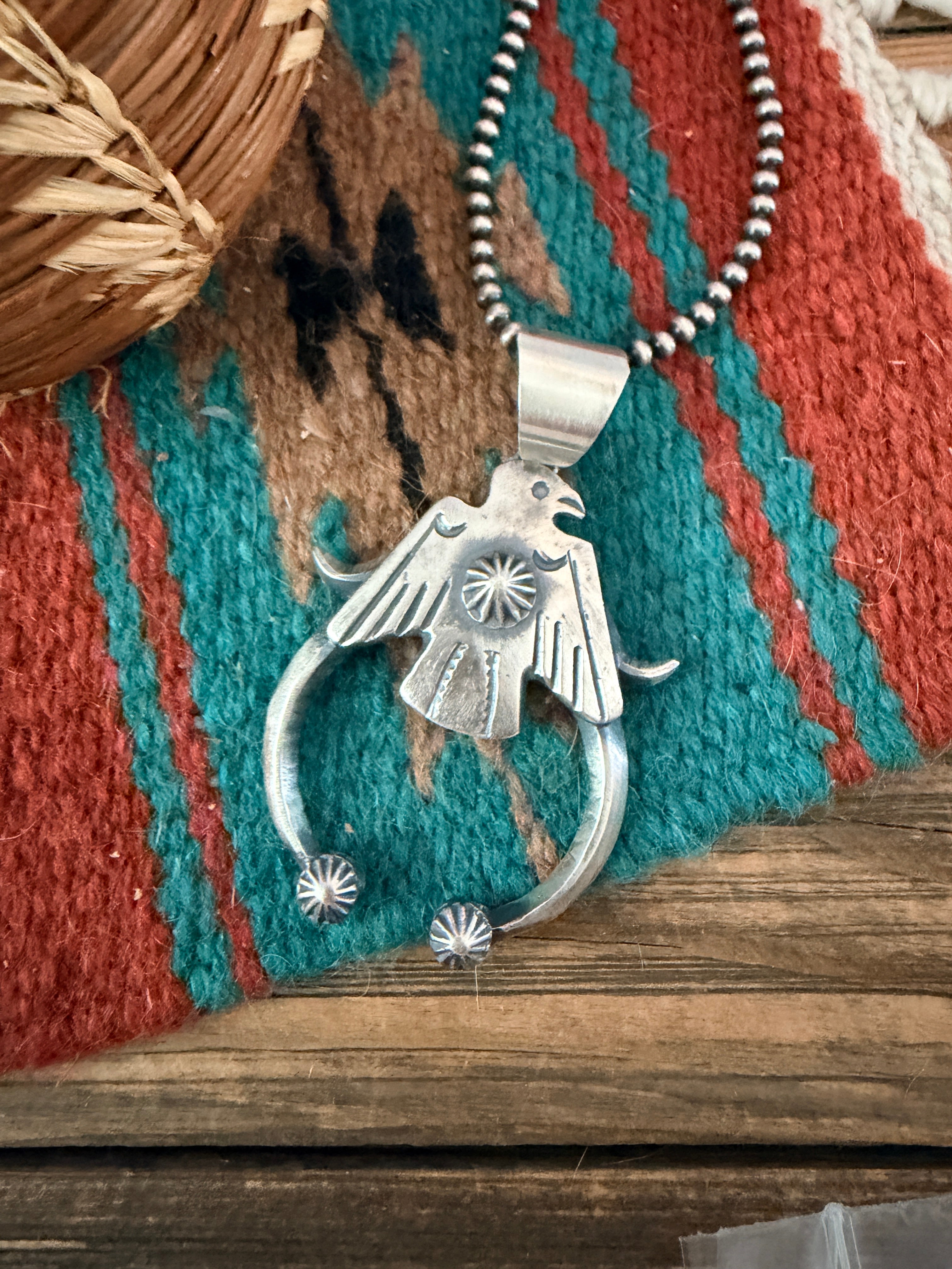 Handcrafted Sterling Silver Thunderbird Naja Pendant by Chimney Butte