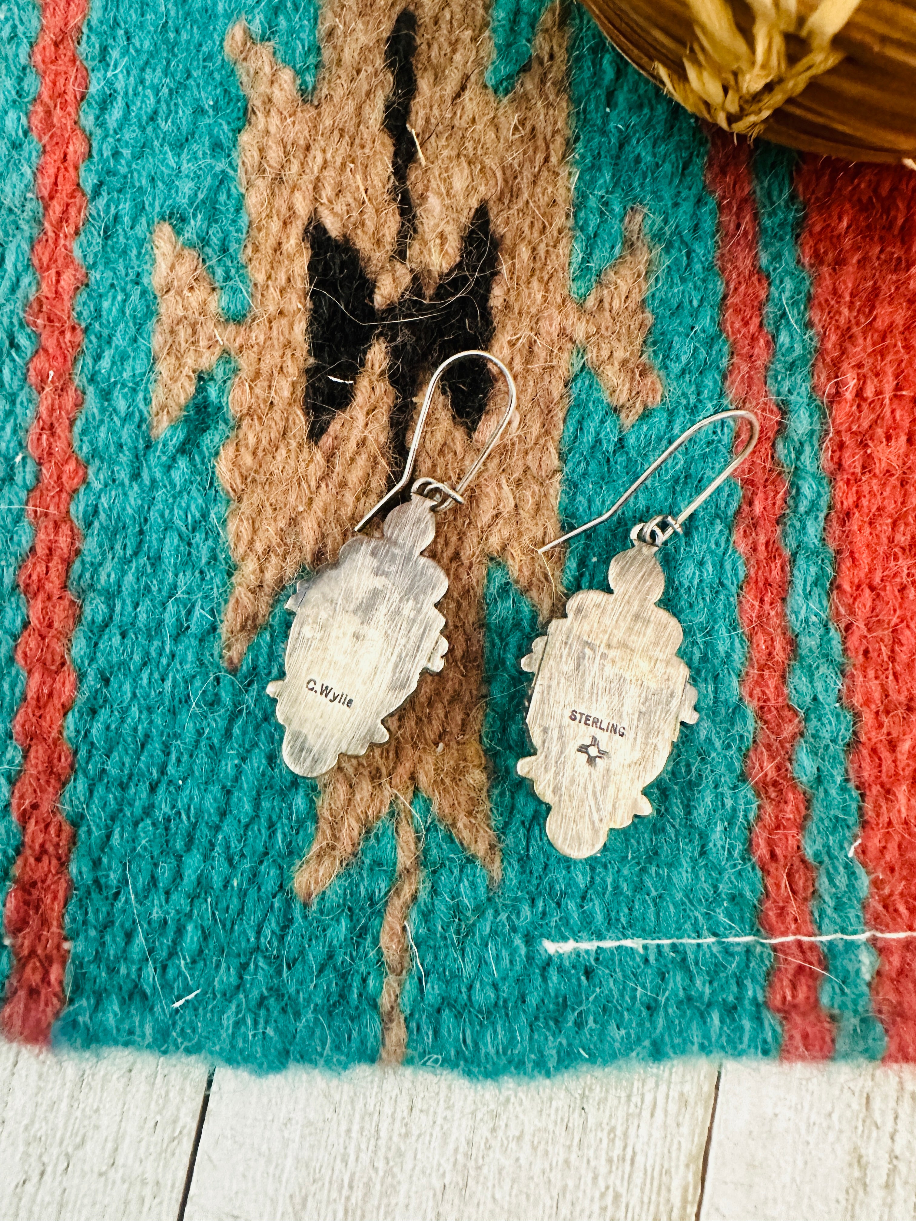 Navajo Sonoran Mountain Turquoise & Sterling Silver Dangle Earrings