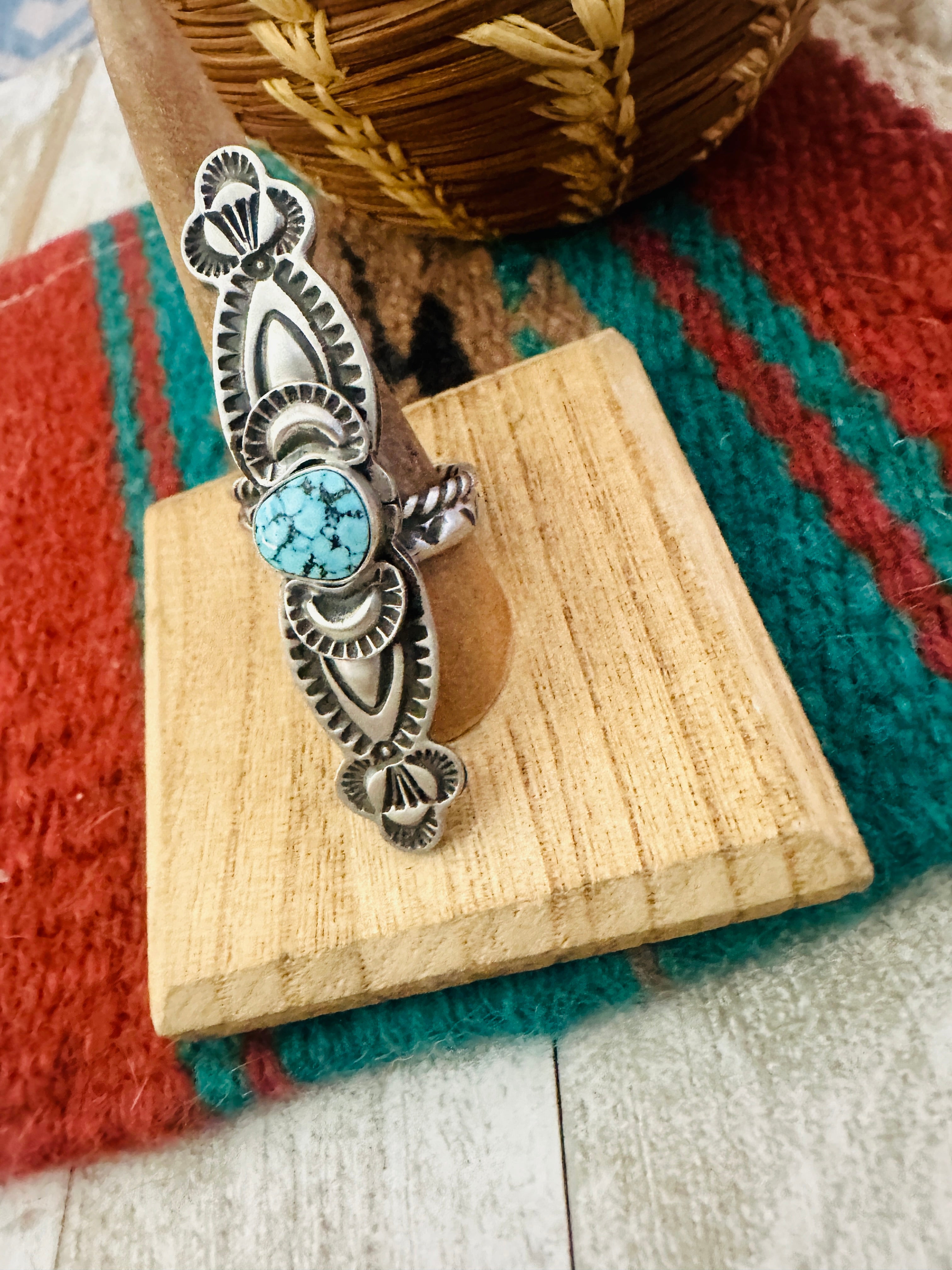 Navajo Sterling Silver & Turquoise Adjustable Ring