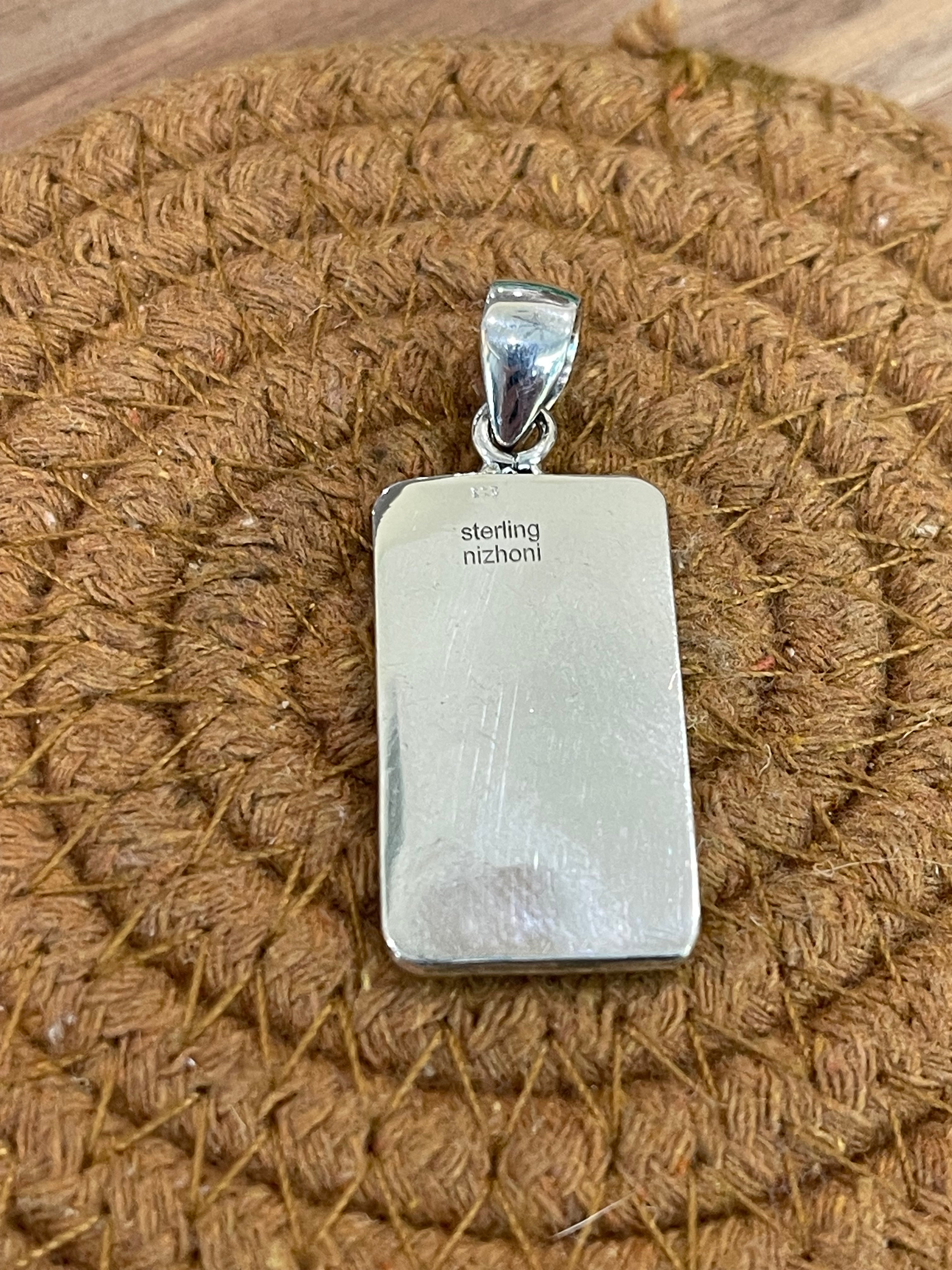 Handmade Sterling Silver Bar Pendant with Signed Nizhoni