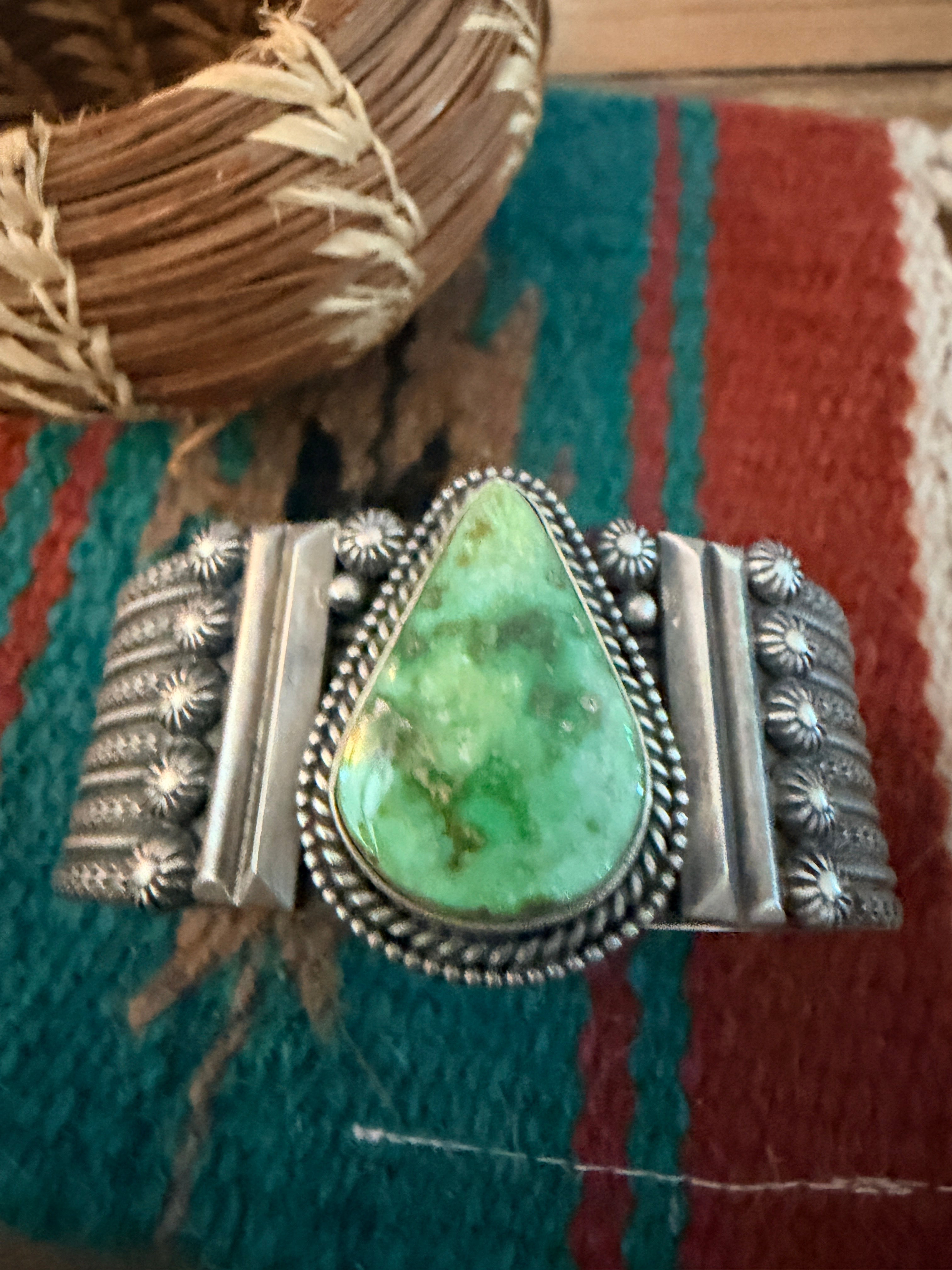 Handcrafted Carico Lake Turquoise & Sterling Silver Cuff Bracelet By M&R Calladitto