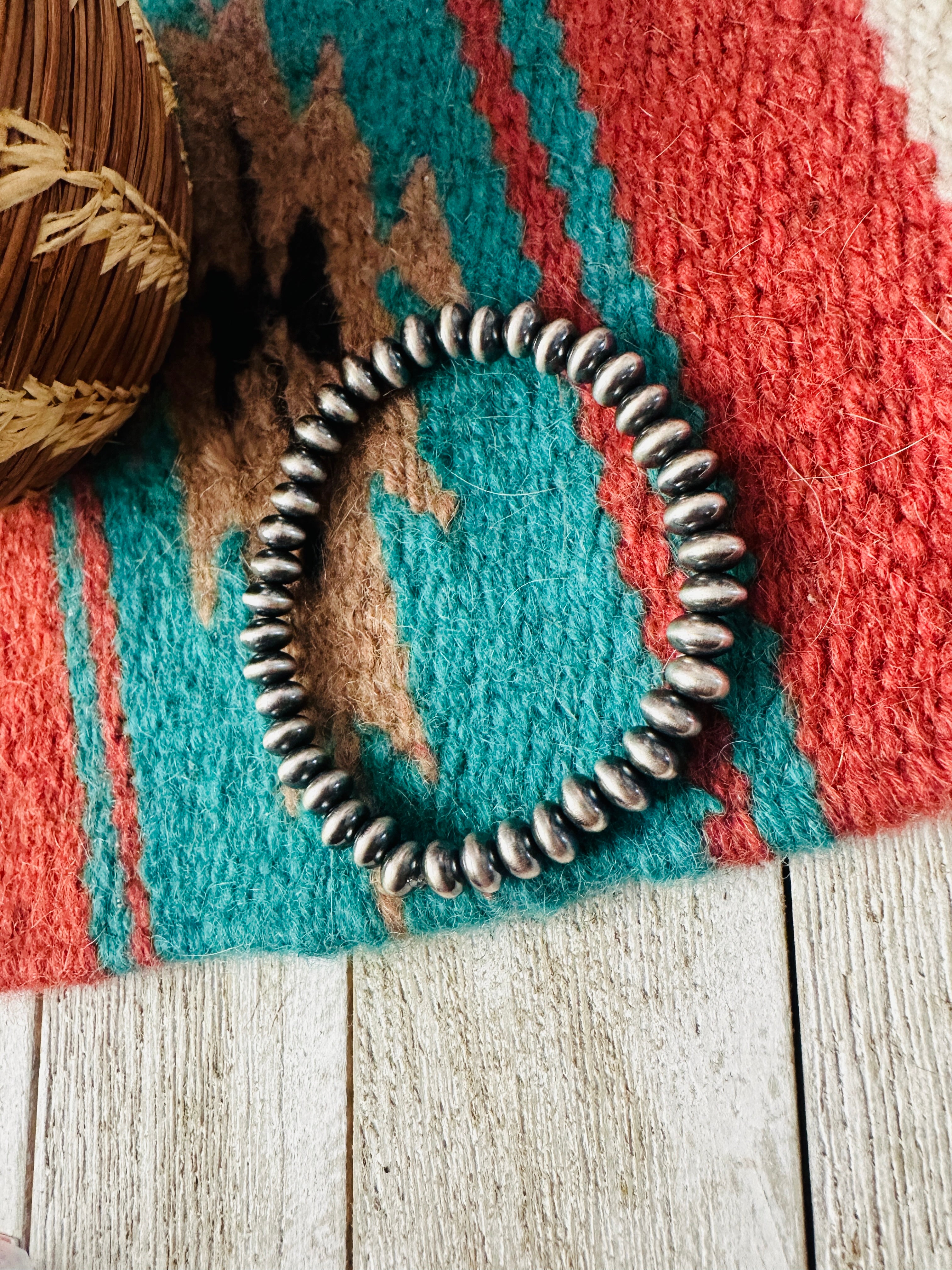 Handcrafted Sterling Silver Stretch 6mm Saucer Bead Bracelet