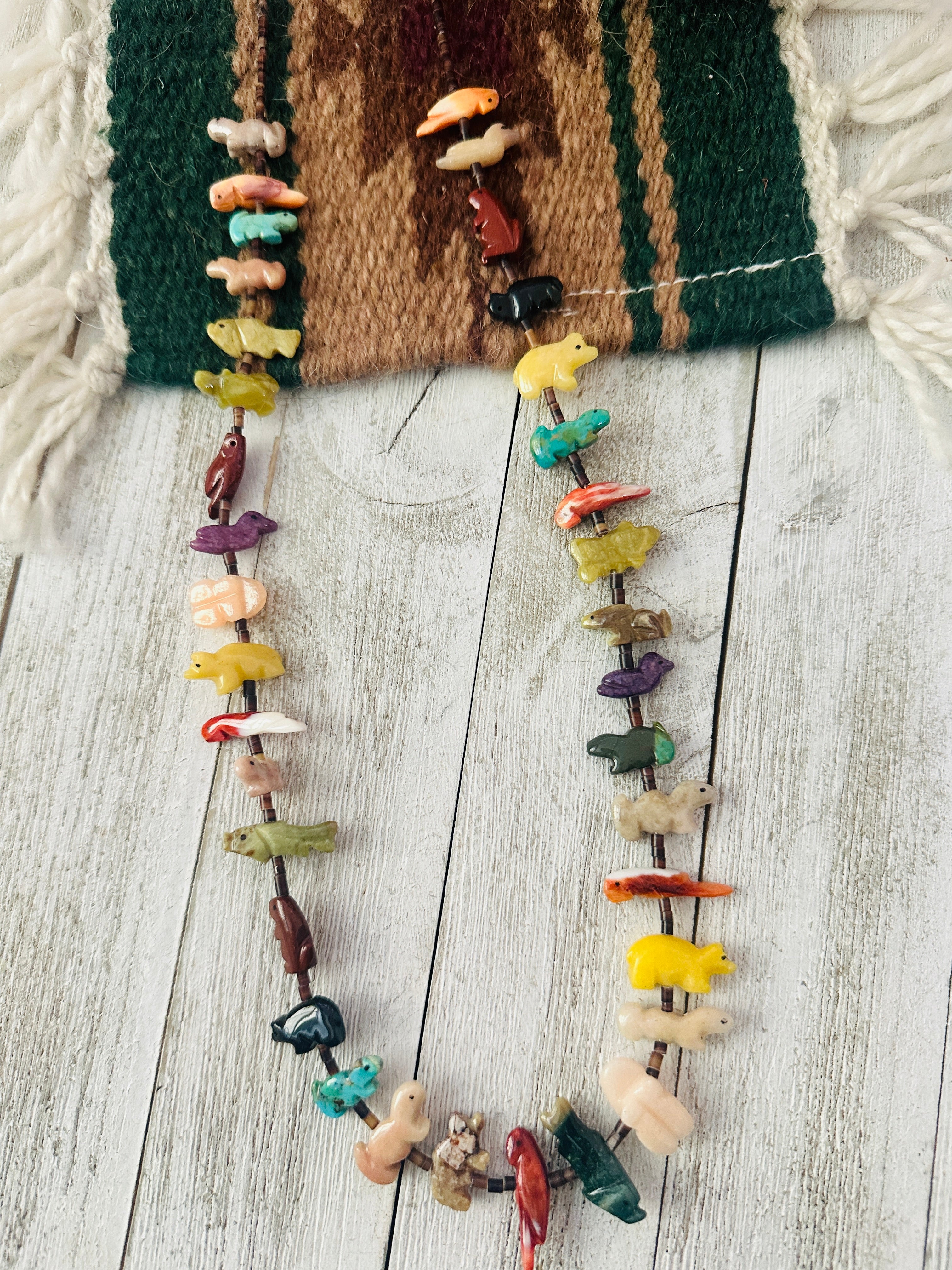 Zuni Multi Stone & Heishi Beaded Fetish Necklace