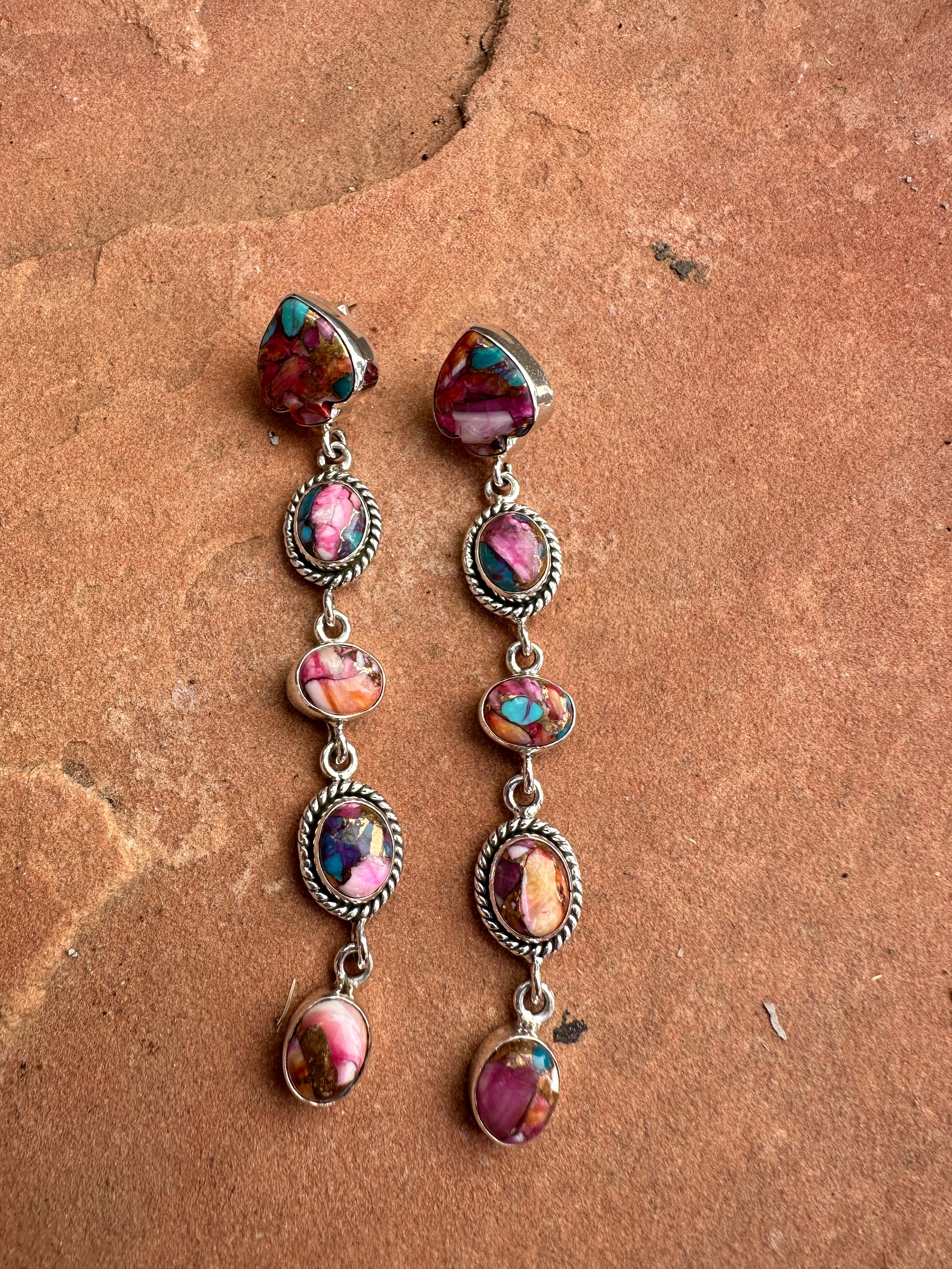 Handmade Pink Dream Mojave and Sterling Silver Handmade Dangles