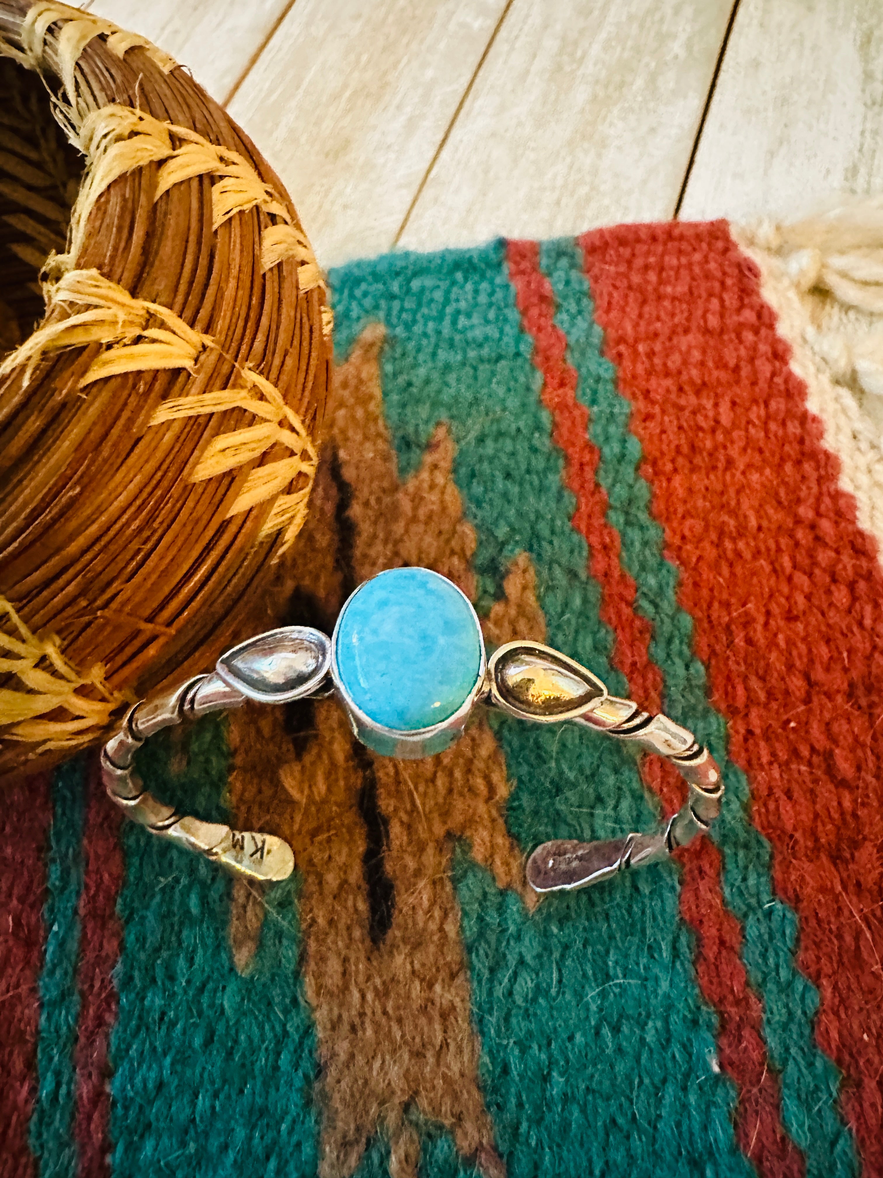 Handcrafted Turquoise & Sterling Silver Cuff Bracelet