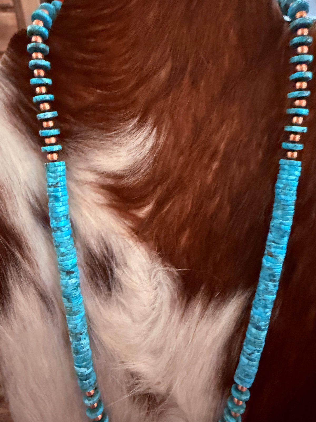 Handcrafted Copper and Turquoise Beaded 20” Necklace