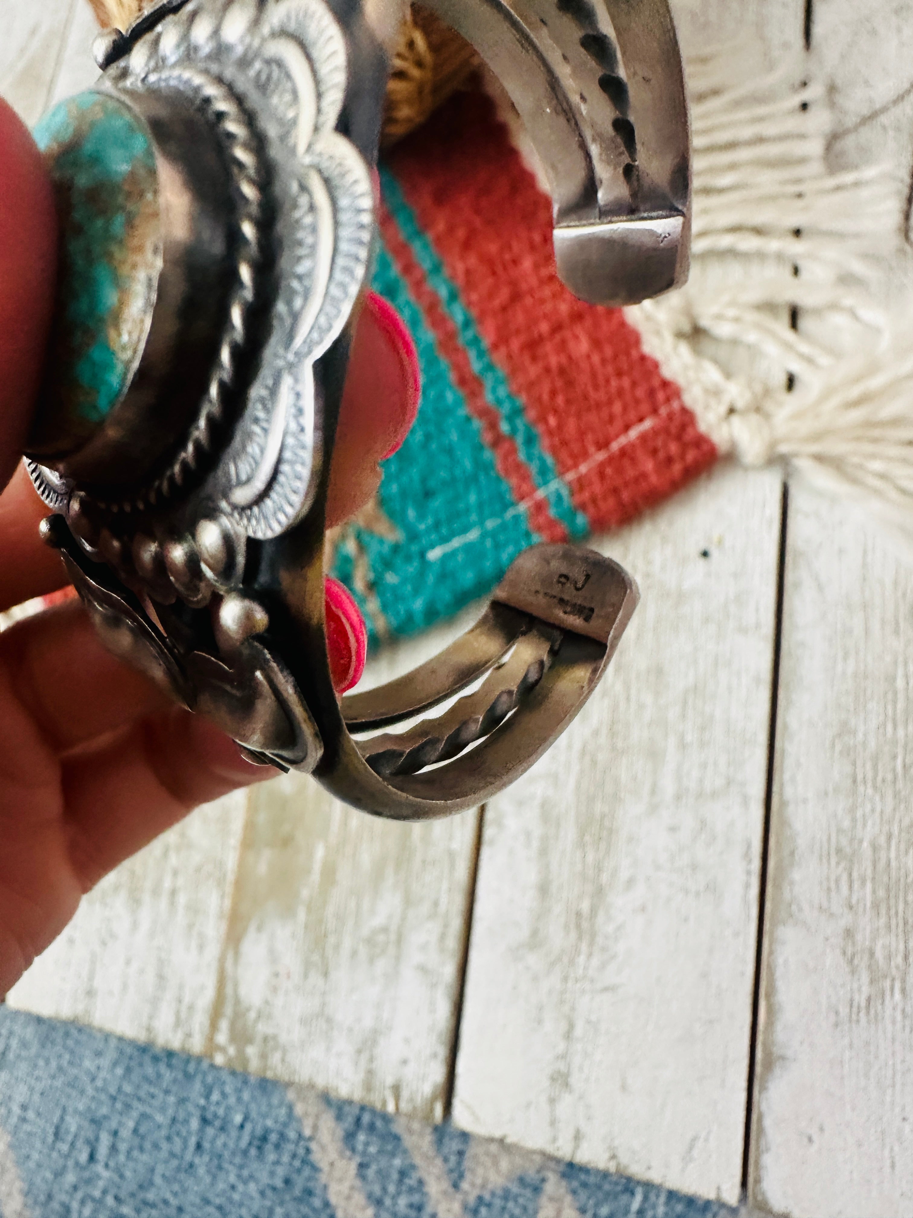 Handcrafted Sterling Silver & Number 8 Turquoise Cuff Bracelet
