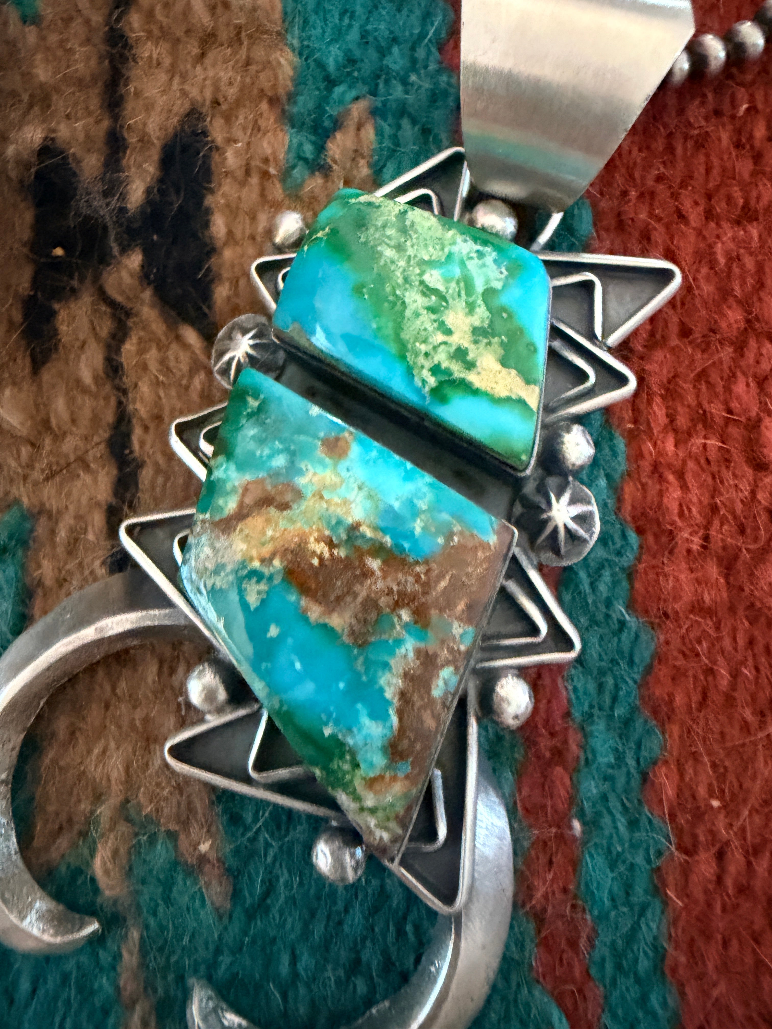 Handcrafted Sterling Silver & Sonoran Mountain Turquoise Naja Pendant by Chimney Butte