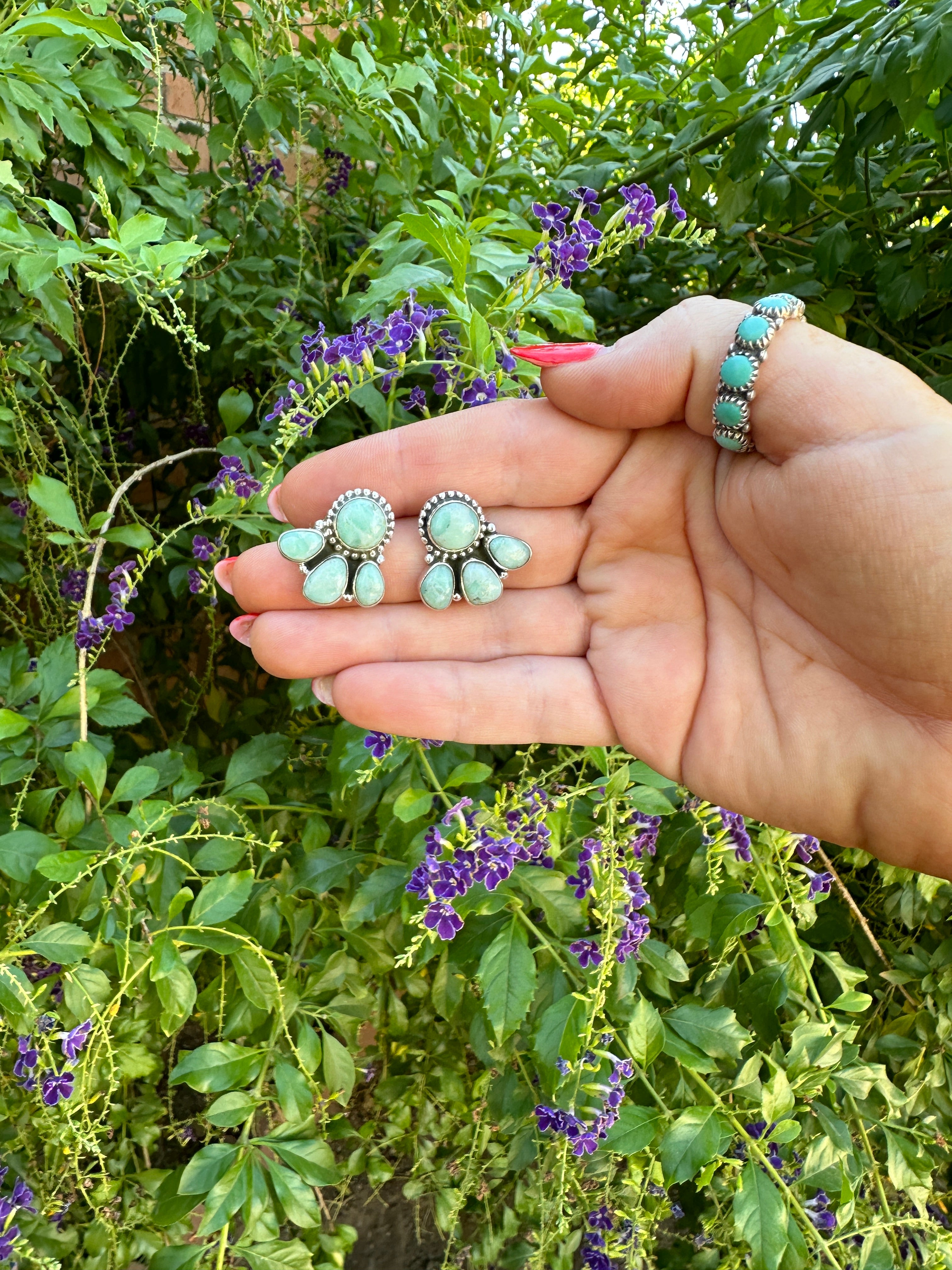 Nizhoni “The Backroads” Paloma Turquoise & Sterling Silver 4 Stone Earrings Handmade