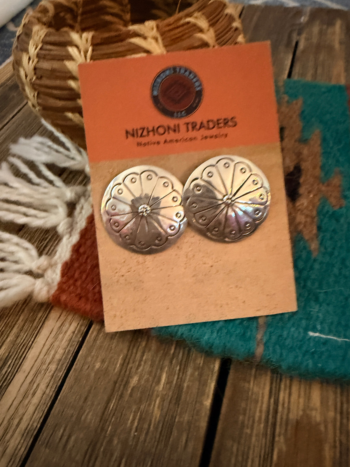 Old Pawn Handcrafted Sterling Silver Concho Post Earrings