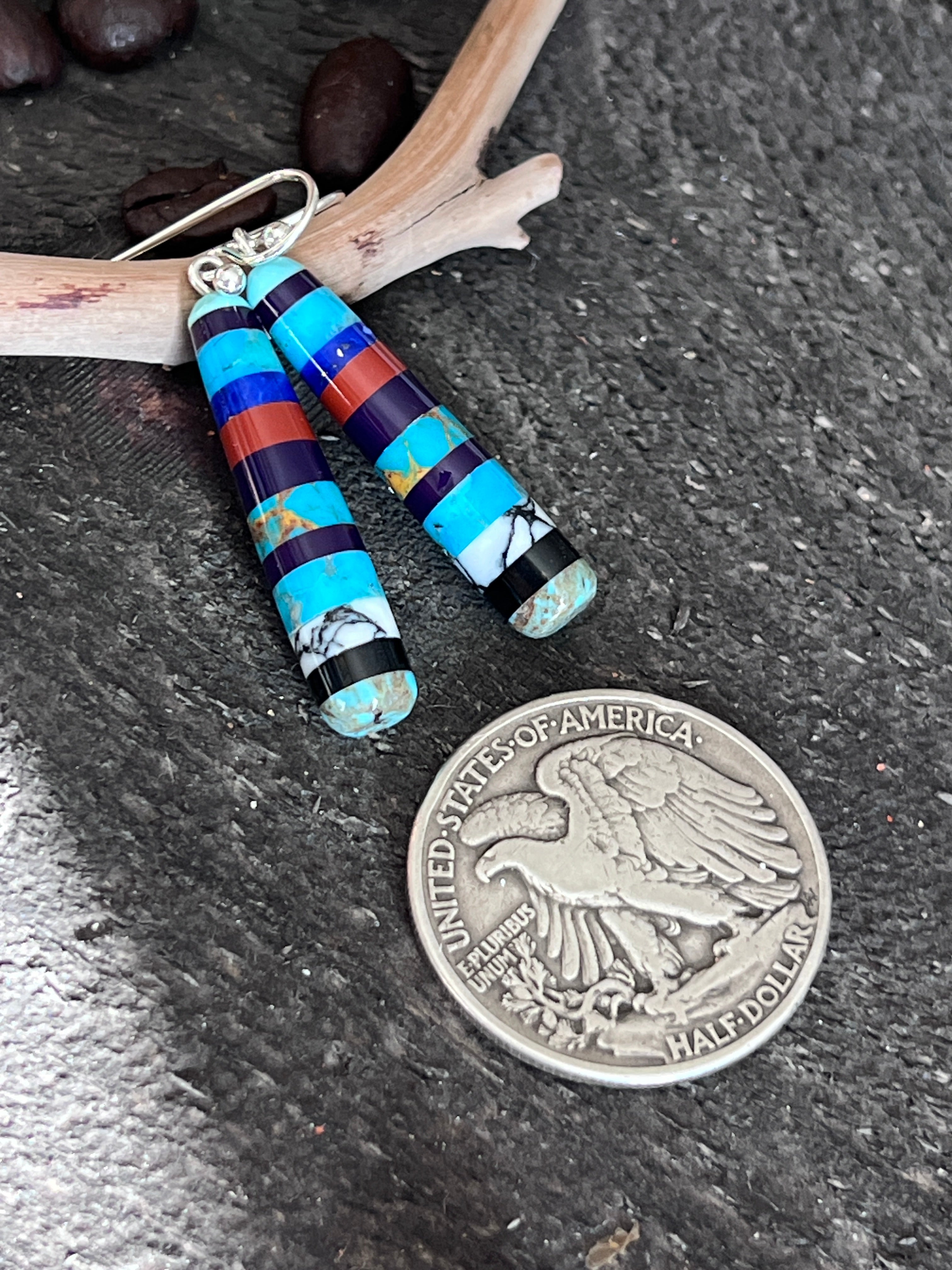 Santo Domingo Layered Multistone Earrings by Ronald Chavez, Stacked Gems #10